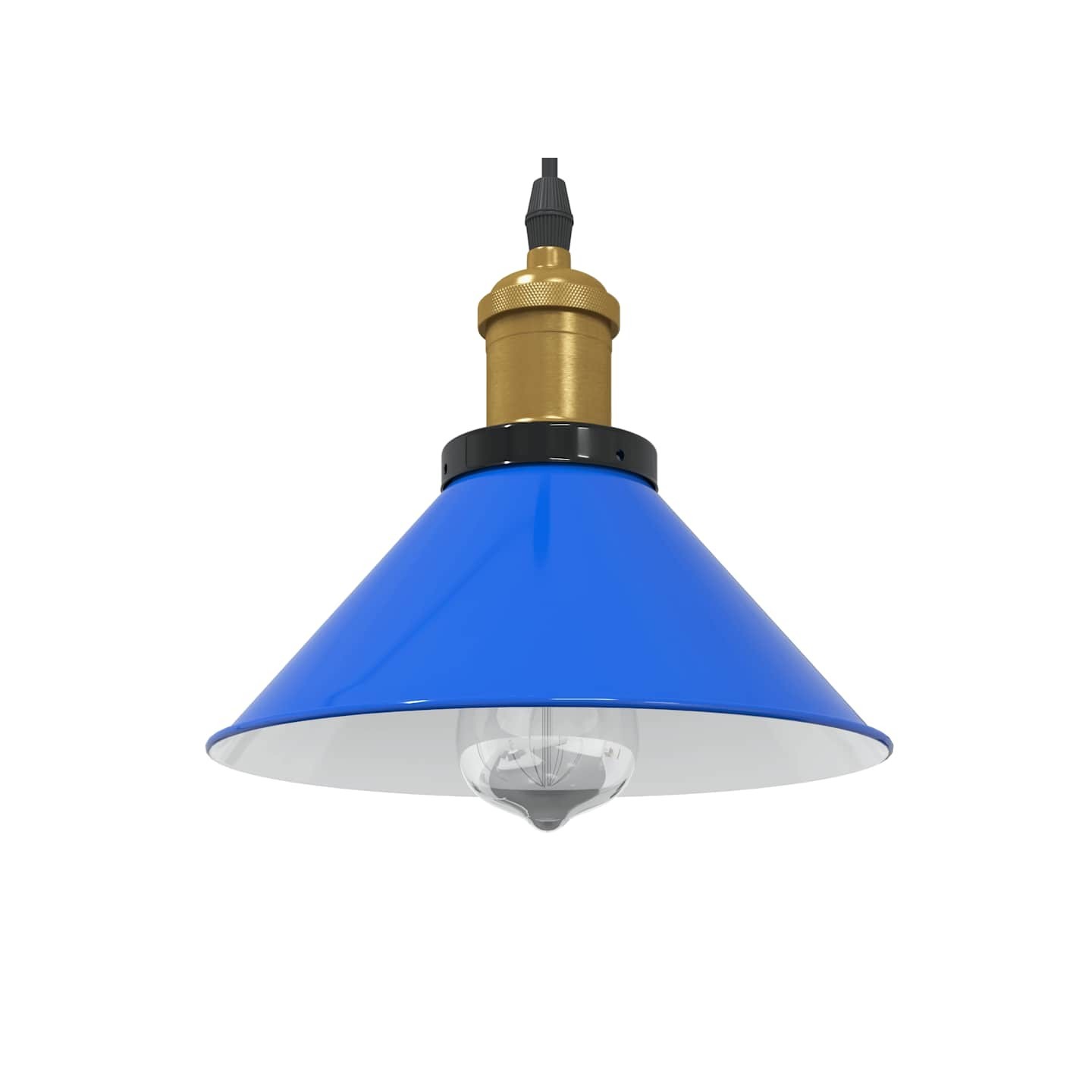 Lampe suspendue réglable hauteur E27 bleu foncé Ø 22 cm métal