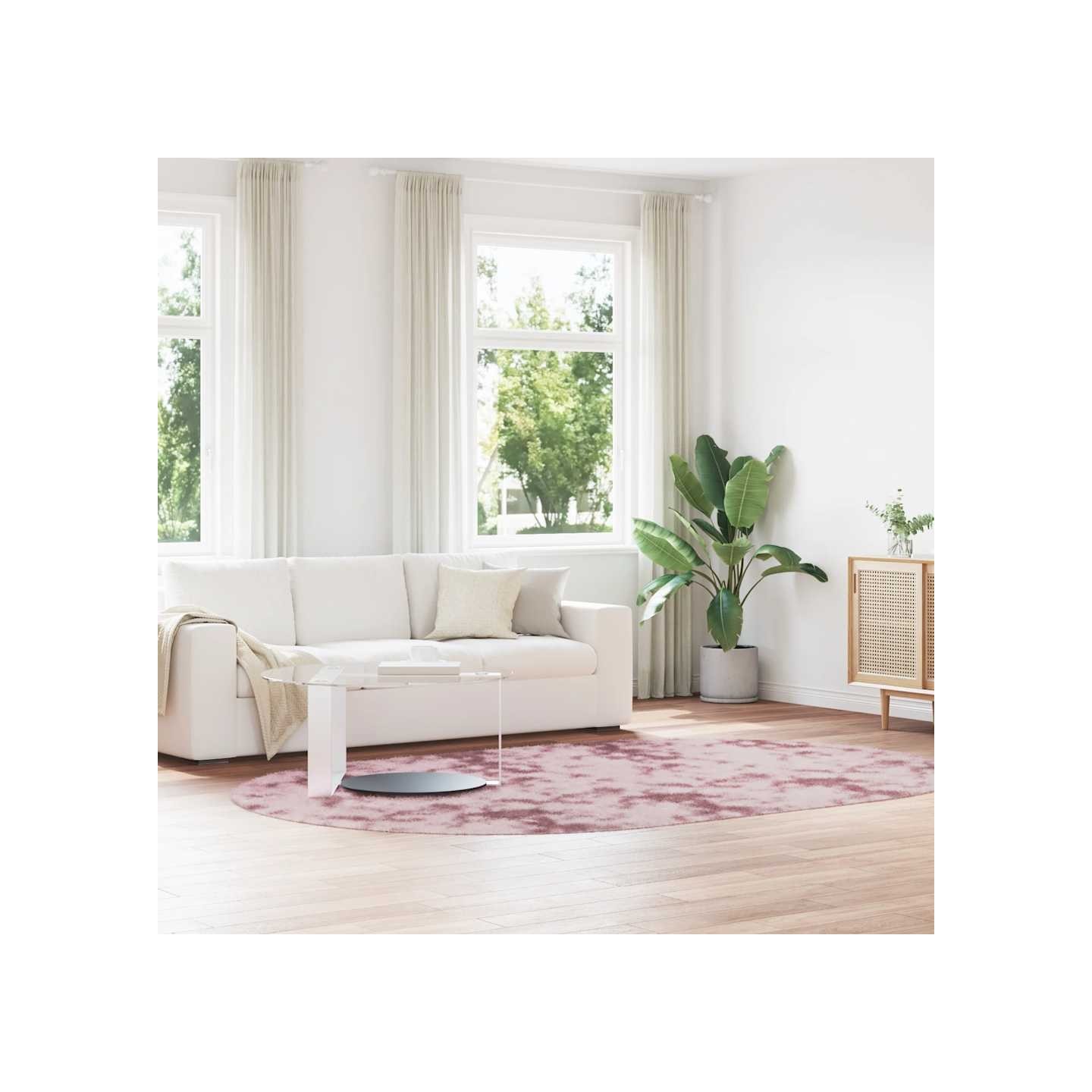 Tapis Shaggy à poils longs NAVARRA rose poudré 300x200 cm