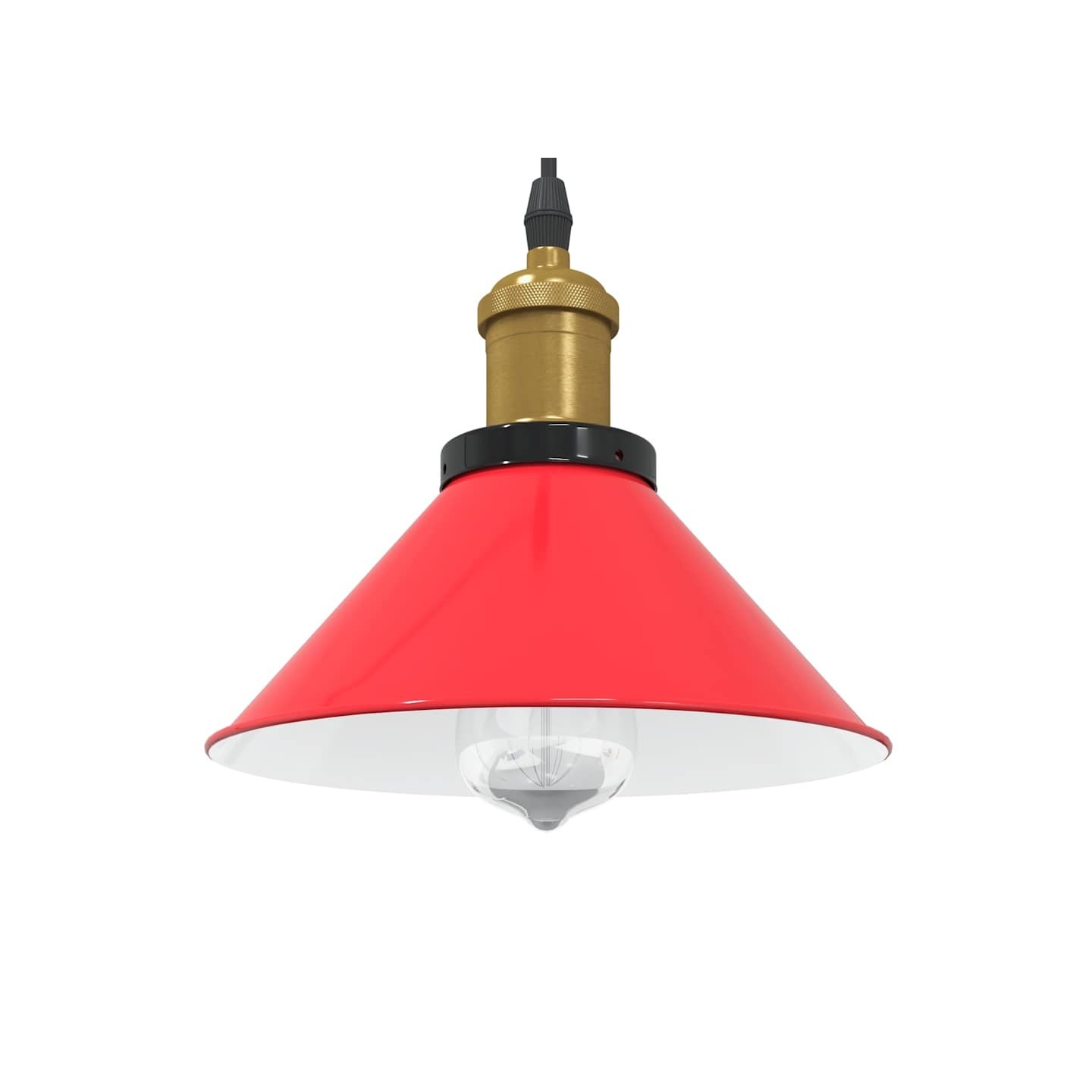 Lampe suspendue réglable hauteur E27 rouge brillant Ø22cm métal