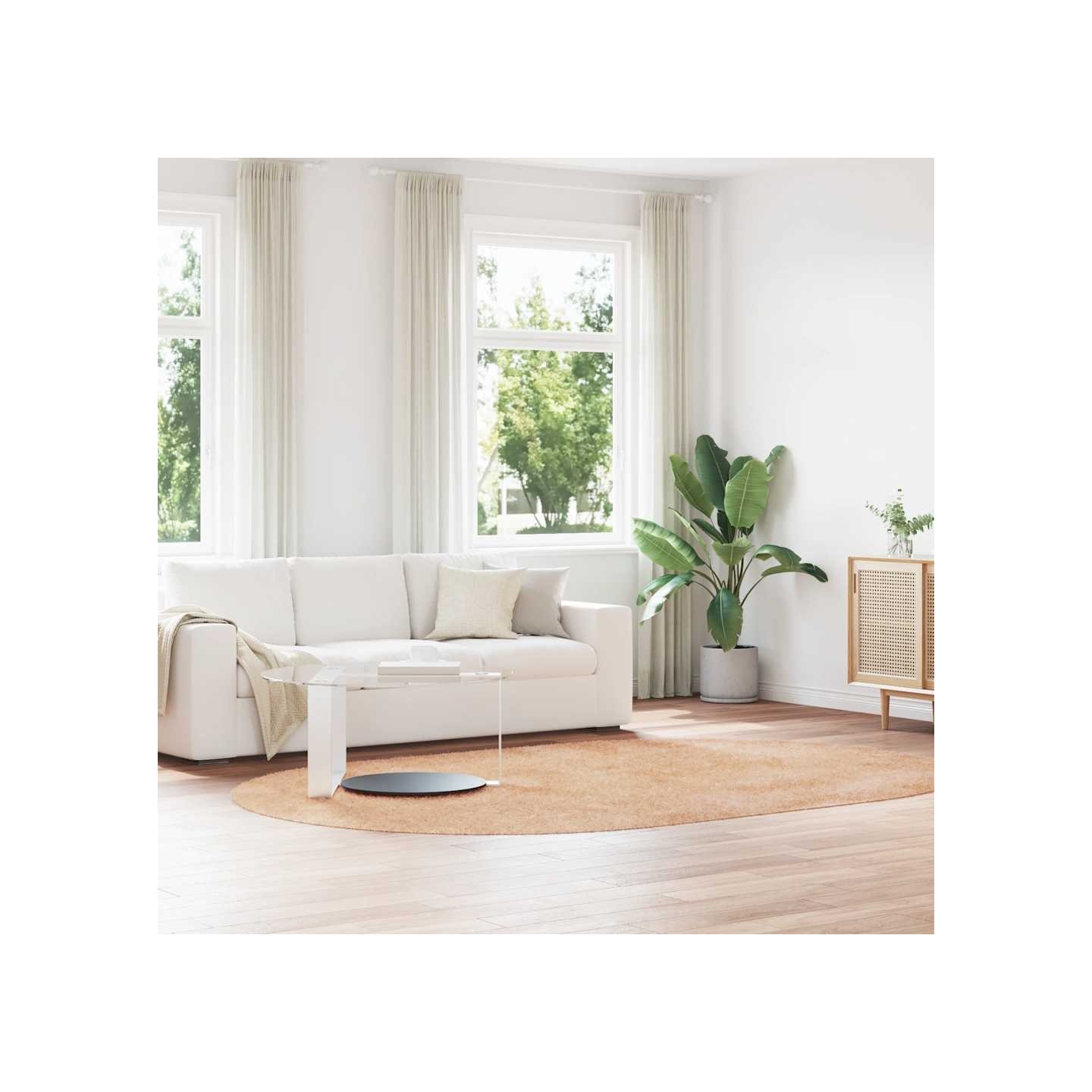 Tapis Shaggy à poils longs NAVARRA beige 300x200 cm polyester