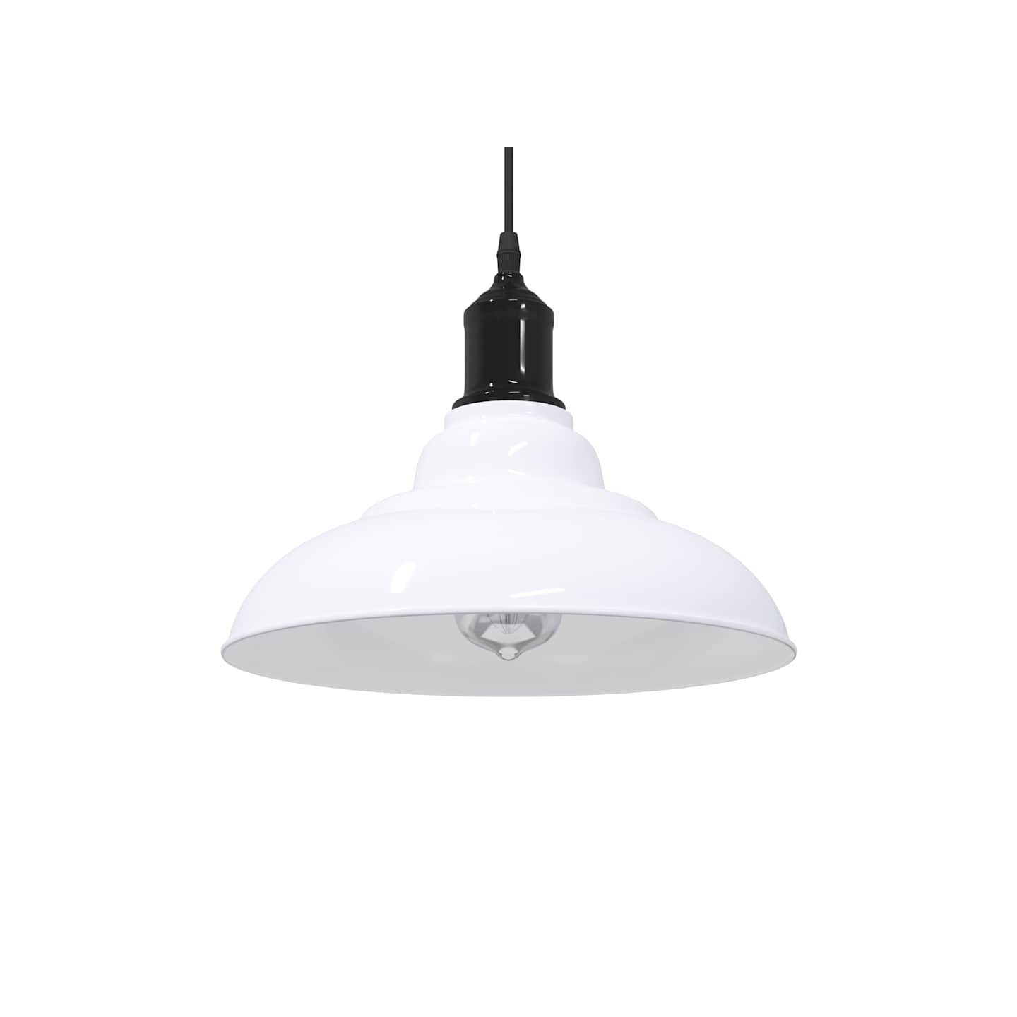 Lampe suspendue réglable hauteur E27 blanc brillant Ø31cm métal