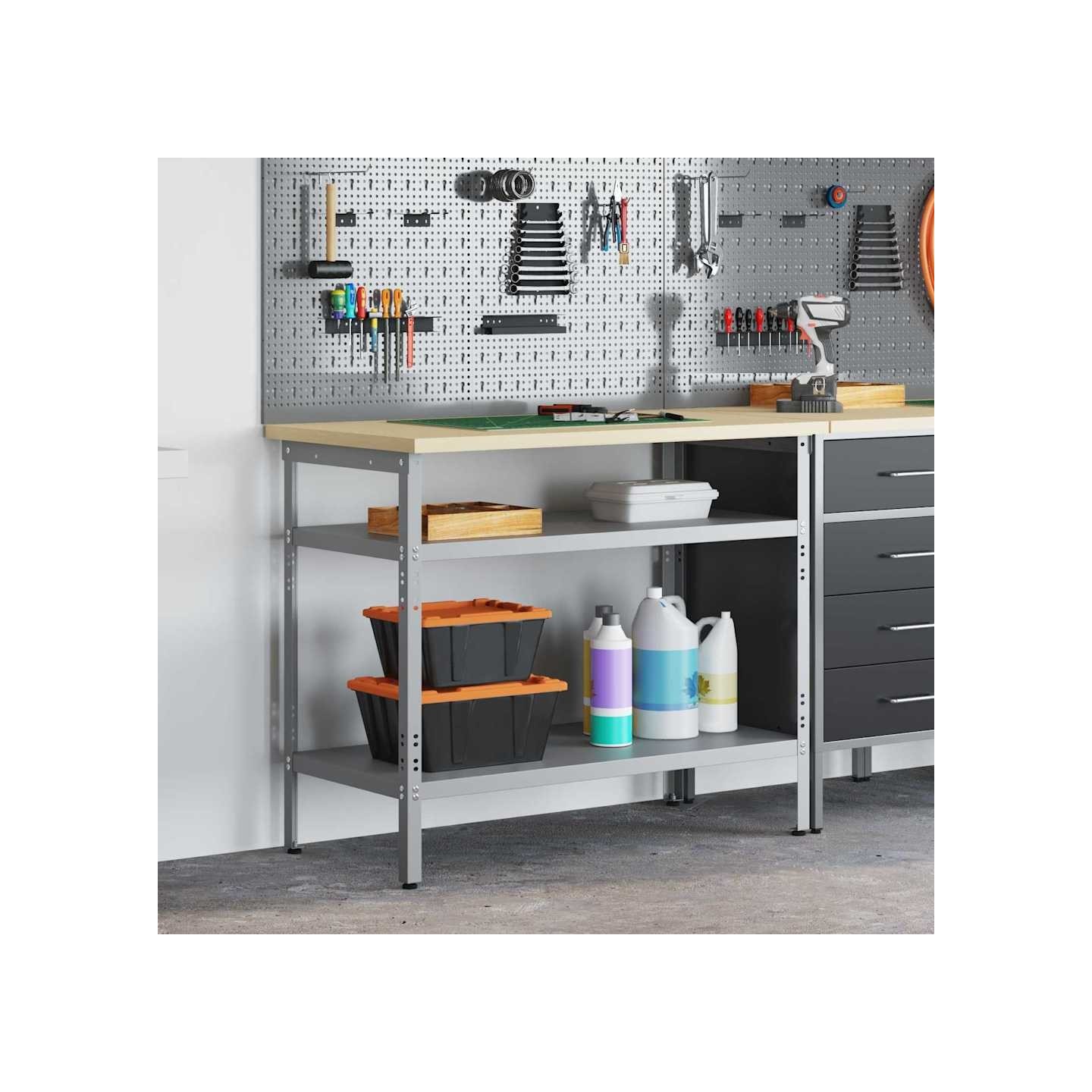 Table de travail Gris et Beige 100 x 55 x 85 cm Acier