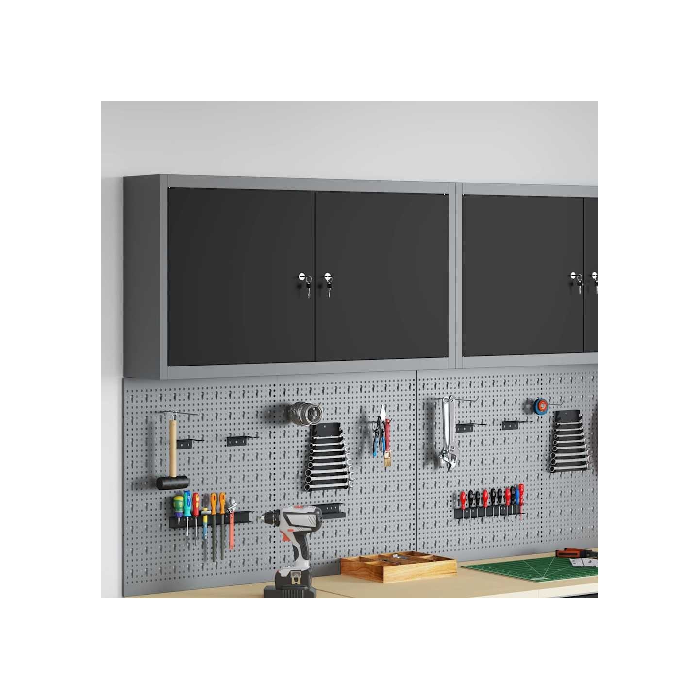 Armoire à outils Noir et gris 100 x 20 x 55 cm Acier