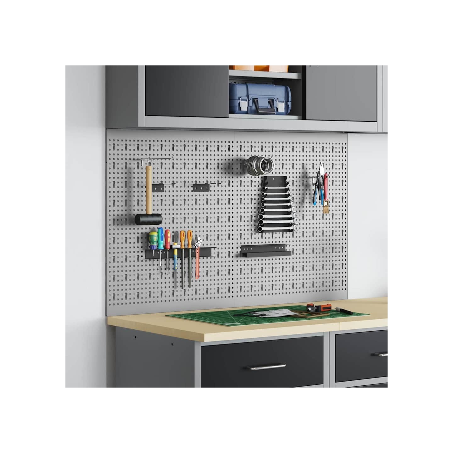 Panneau mural à outils 2 pièces Gris 100 x 1 x 60 cm Acier