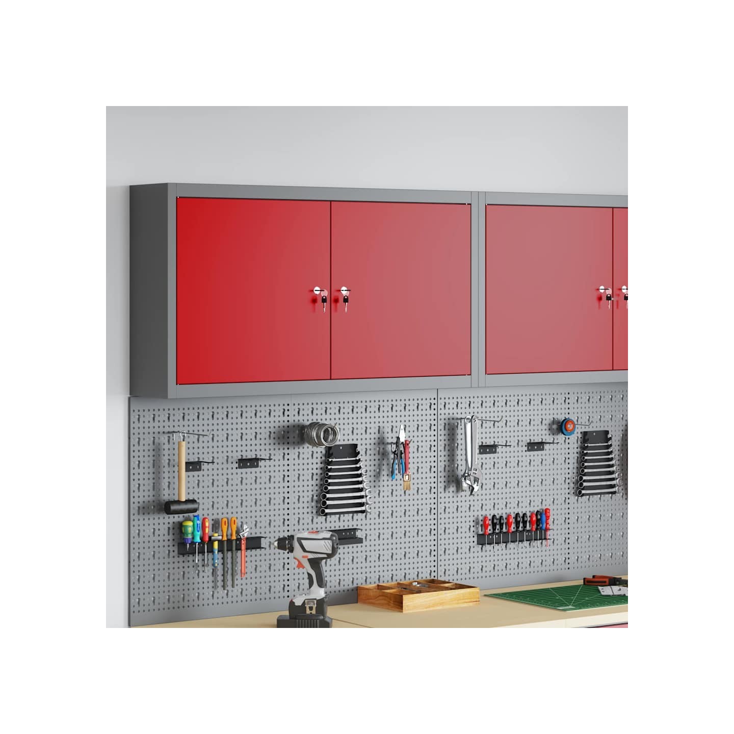 Armoire à outils Rouge et Gris 100 x 20 x 55 cm Acier