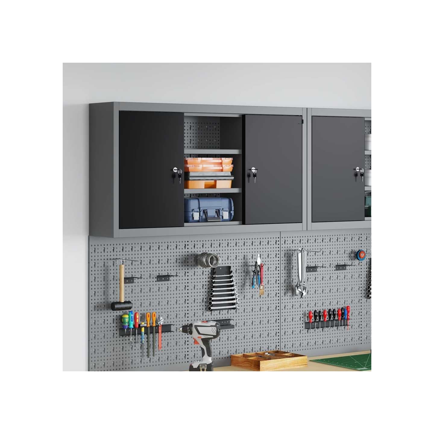 Armoire à outils Noir et gris 100 x 20 x 55 cm Acier