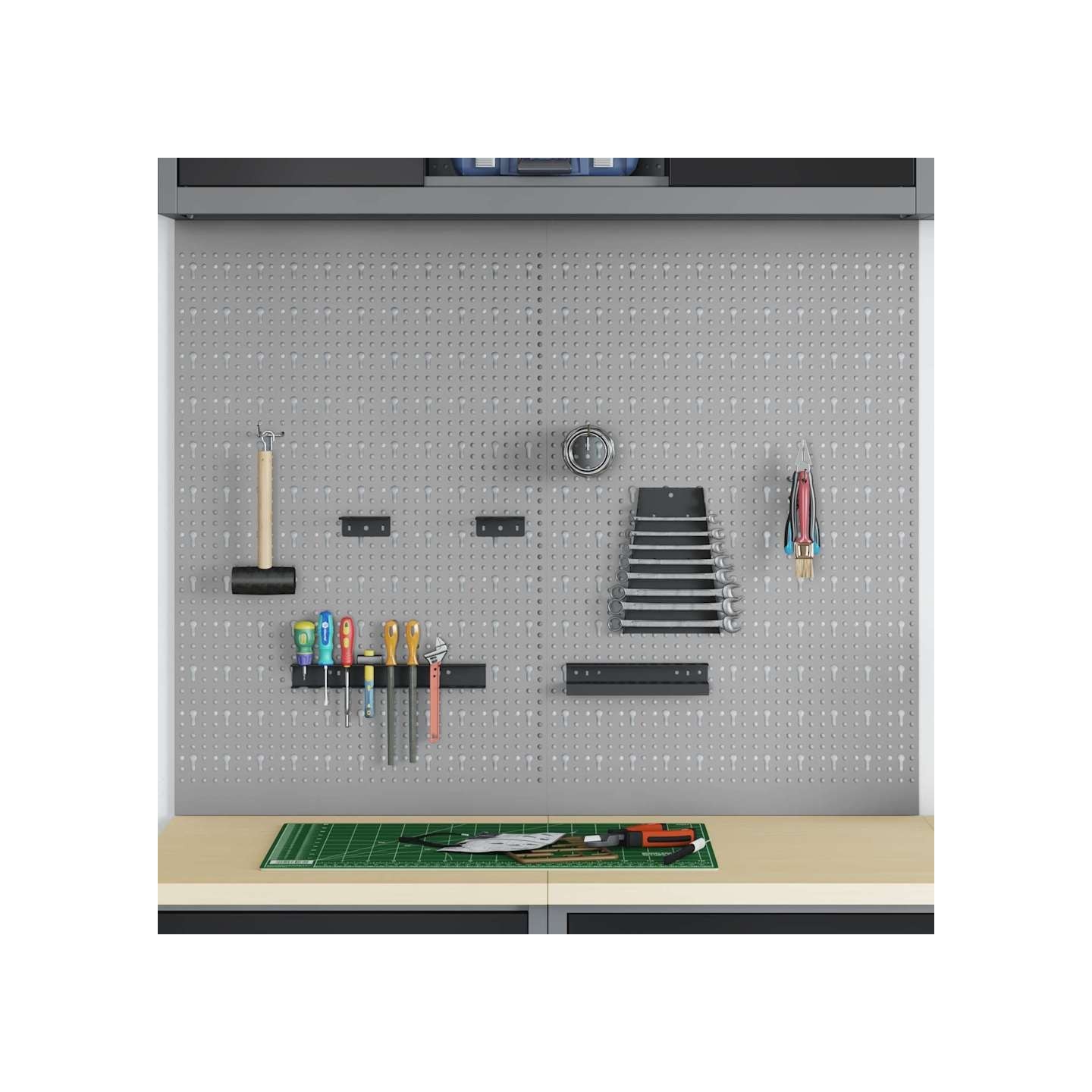 Panneau mural à outils 2 pièces Gris 100 x 1 x 80 cm Acier