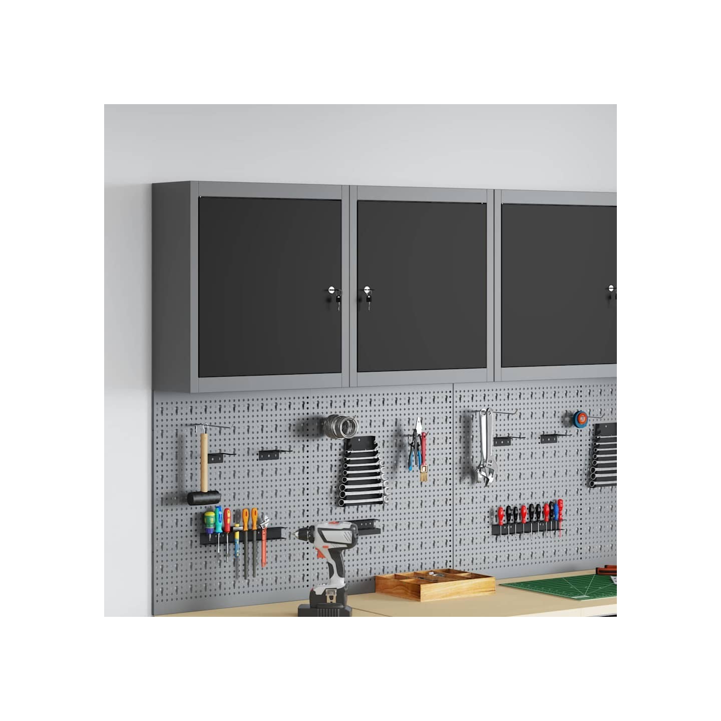 Armoire à outils Noir et gris 50 x 20 x 55 cm Acier