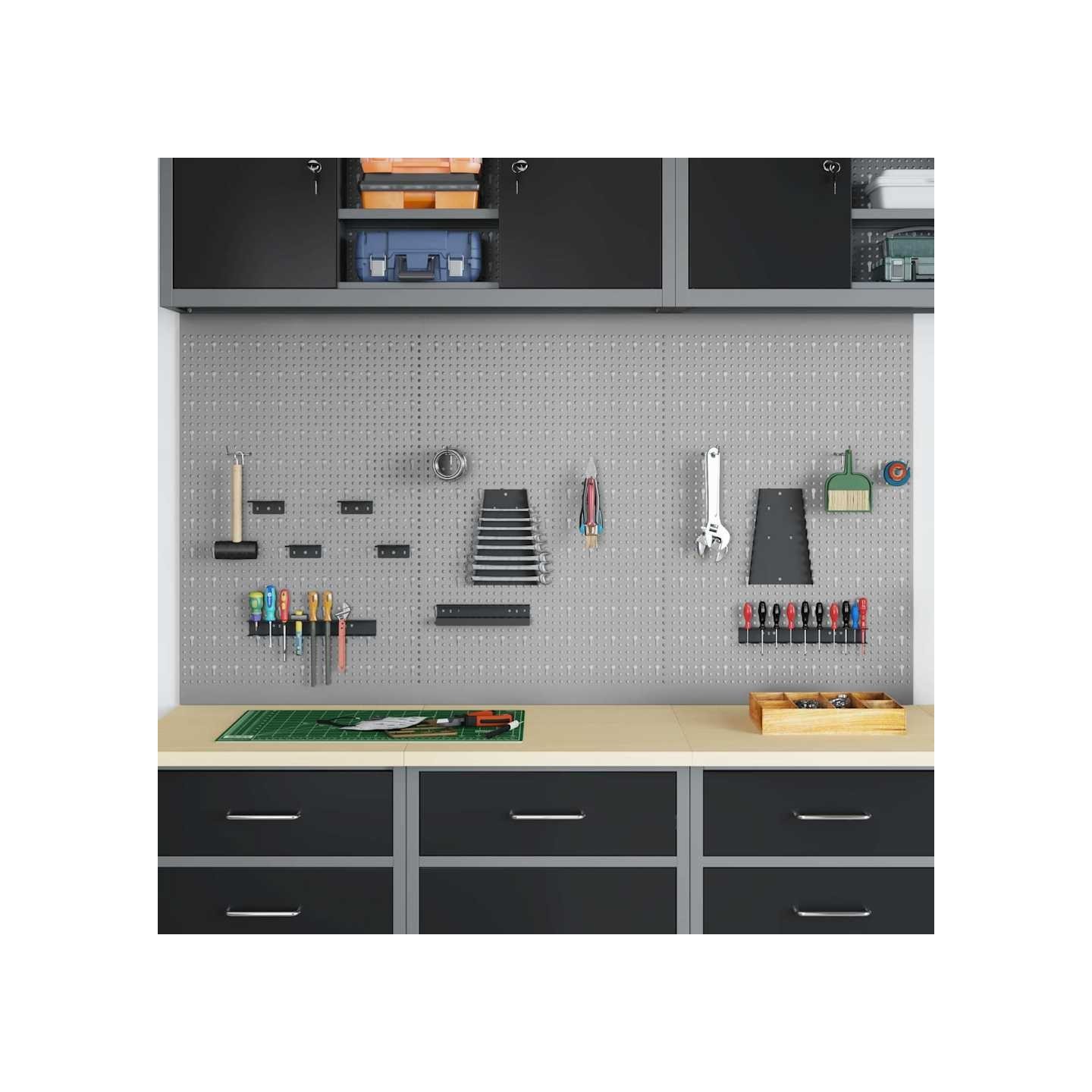Panneau mural à outils 3 pièces Gris 150 x 1 x 80 cm Acier