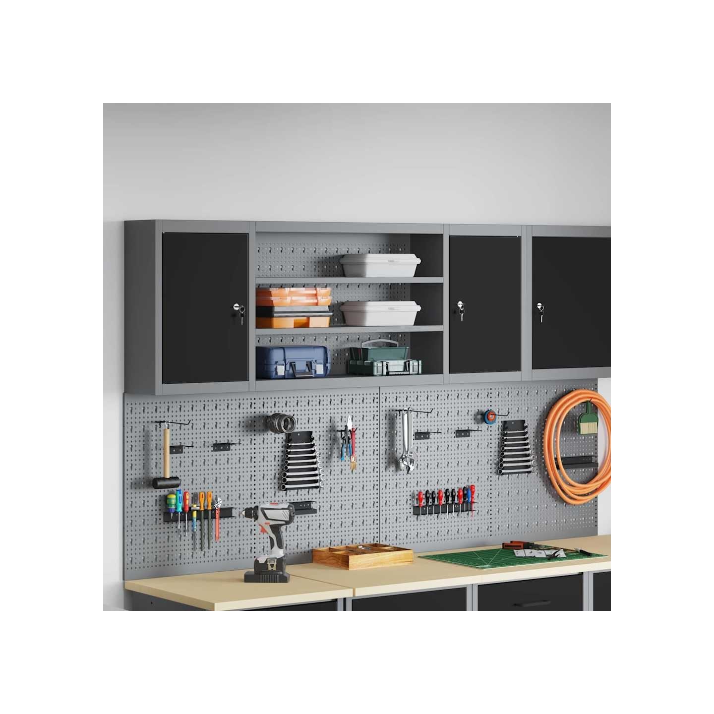 Armoire à outils Noir et gris 150 x 20 x 55 cm Acier