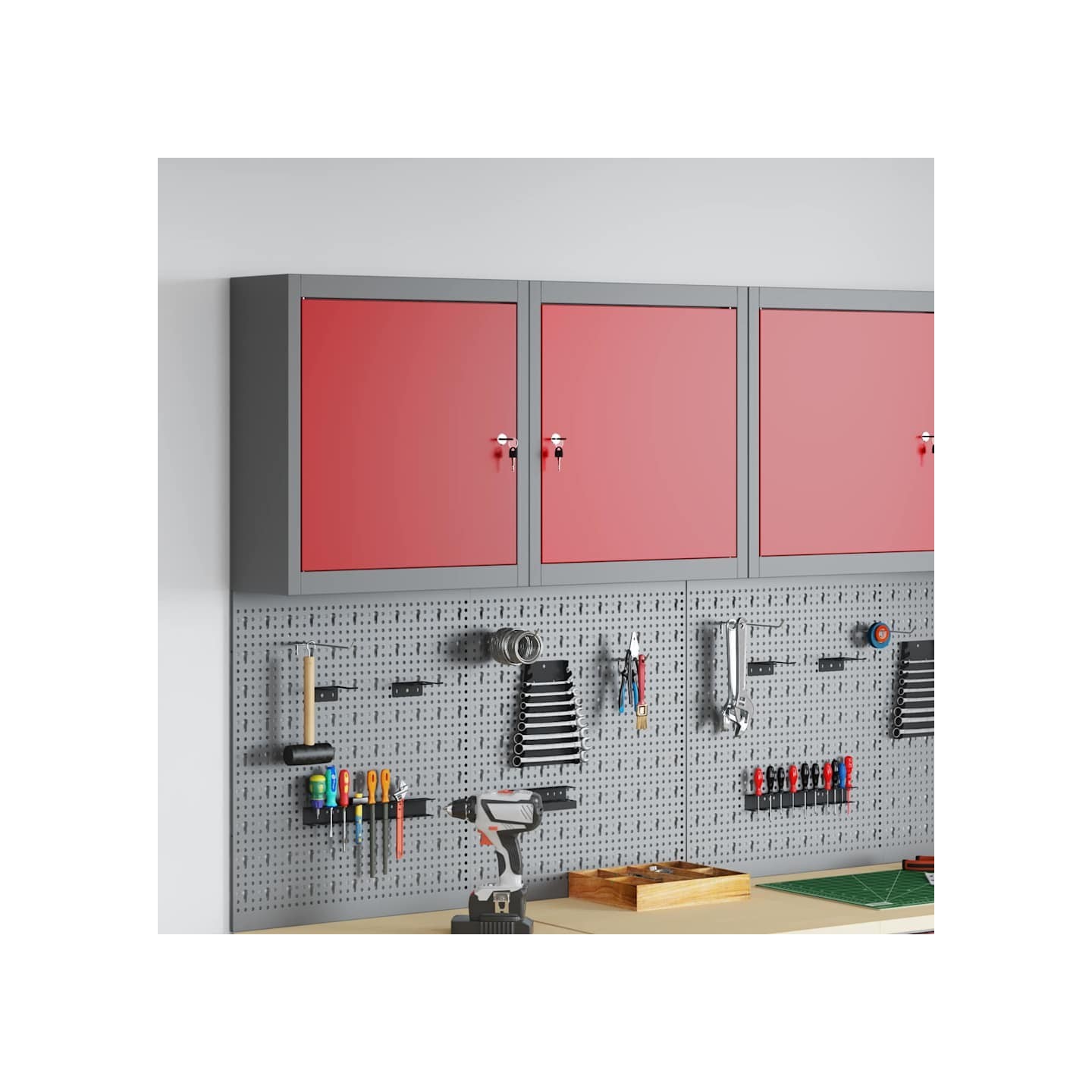Armoire à outils Rouge et Gris 50 x 20 x 55 cm Acier