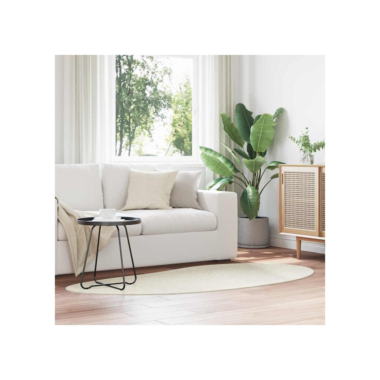 Tapis HUARTE Crème 100 x 200 cm Polyester