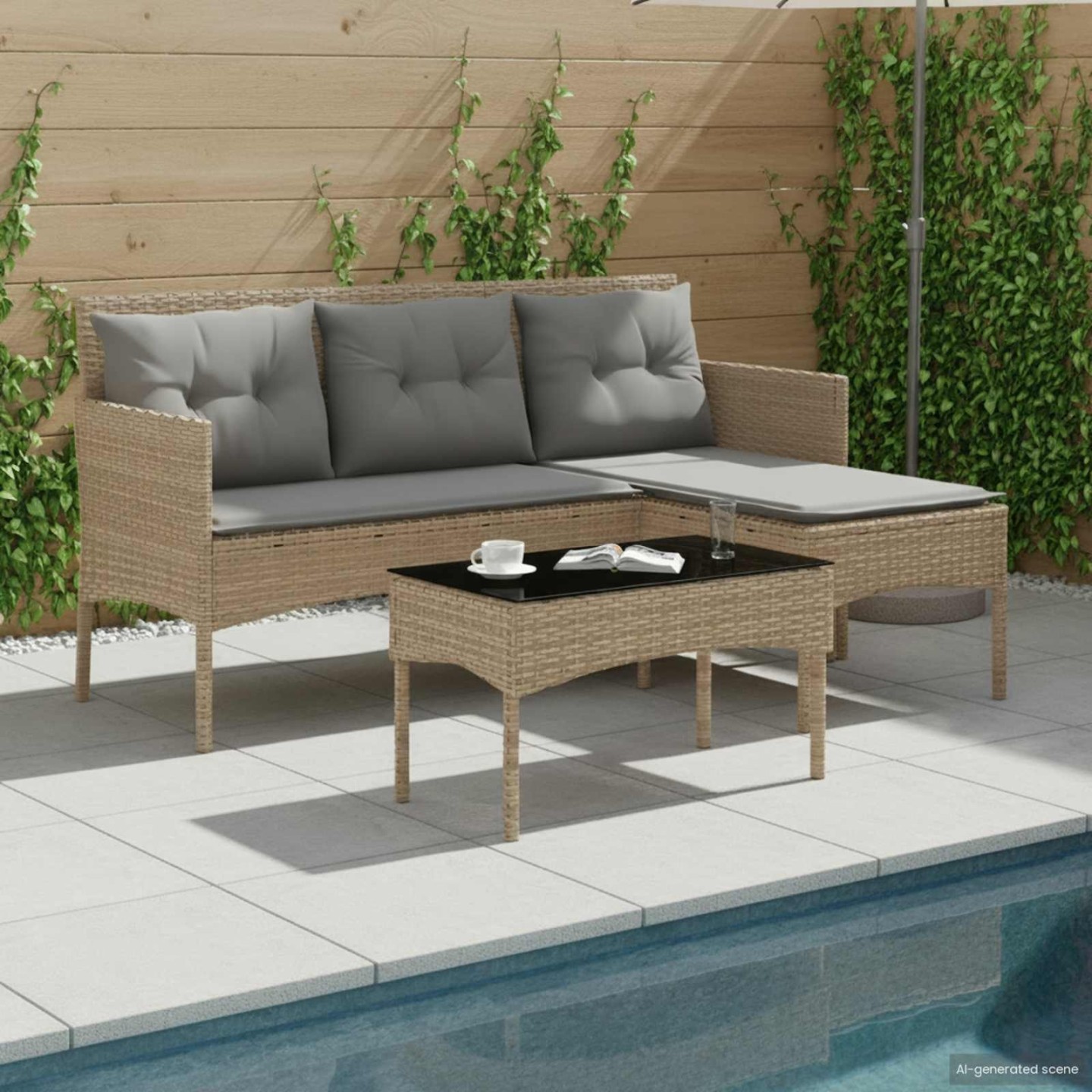 Ensemble de canapé de jardin 2 pc polyrotin