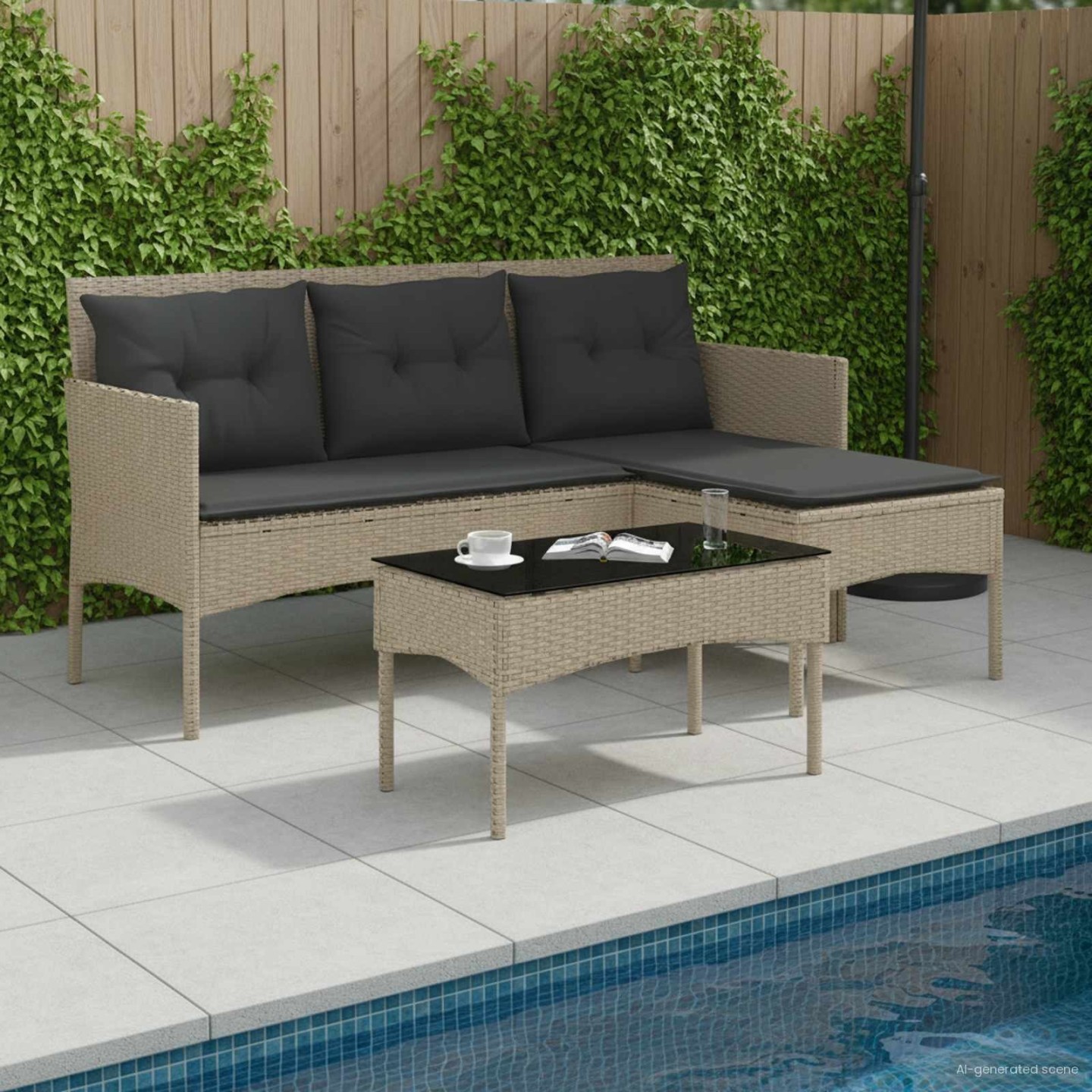 Ensemble de canapé de jardin 2 pc polyrotin