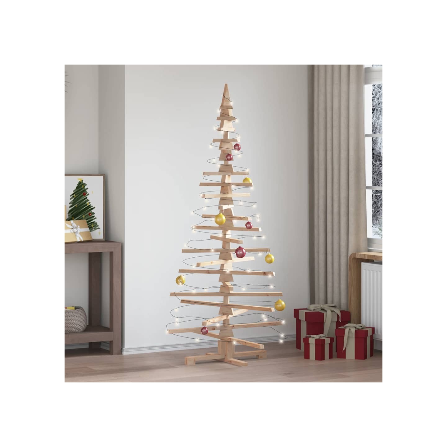 Arbre de Noël en bois pour décoration 180 cm bois massif de pin