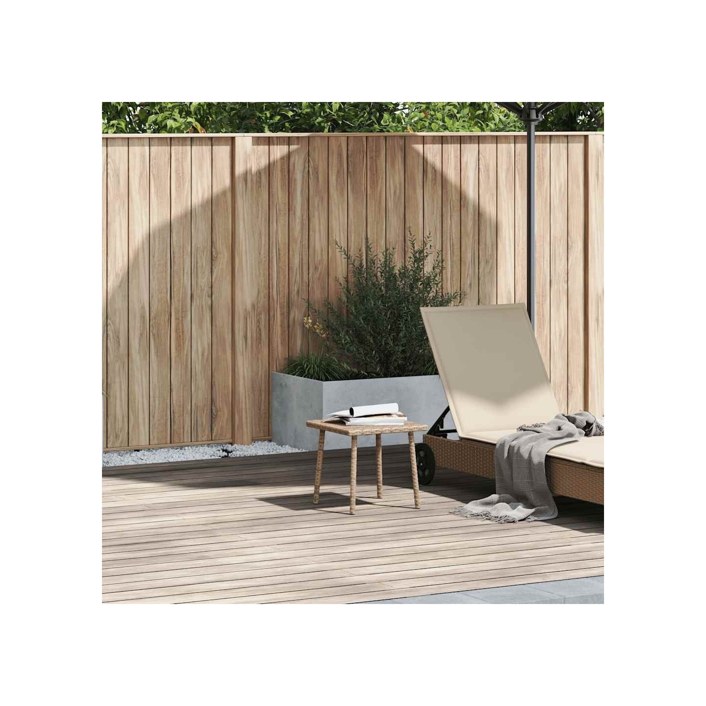Table basse de jardin rectangulaire beige 40x40x37 cm rotin