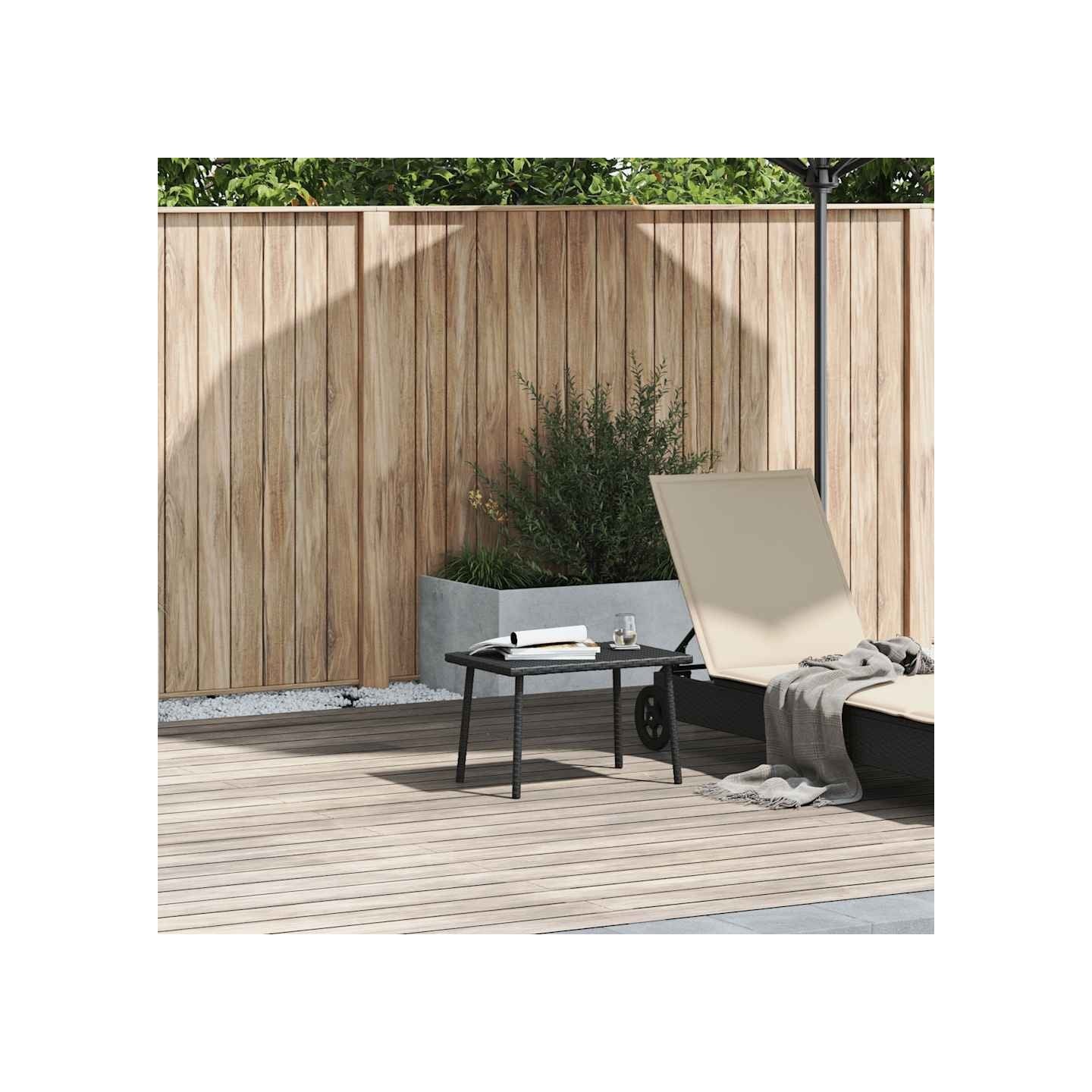 Table basse de jardin rectangulaire noir 60x40x37 cm rotin