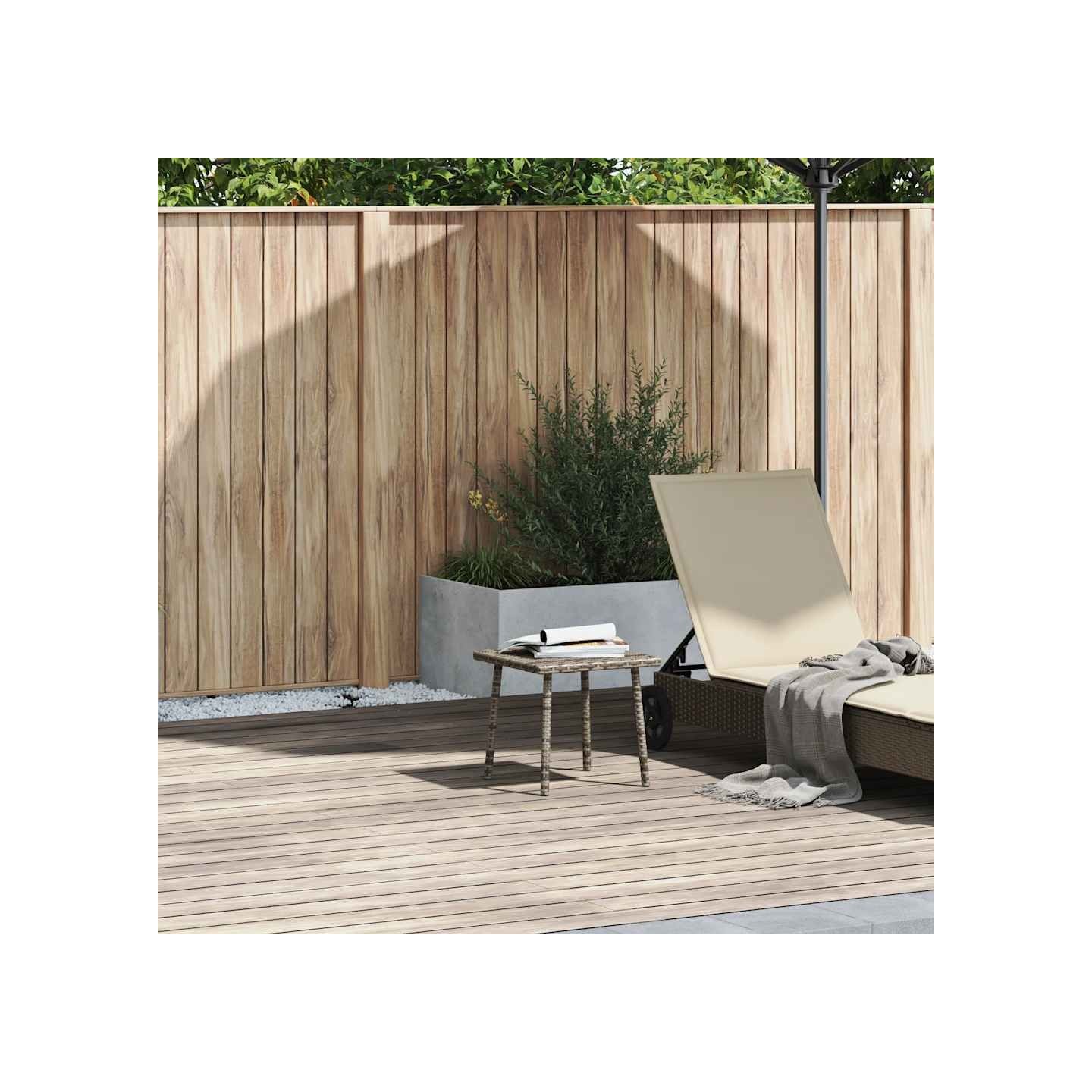 Table basse de jardin rectangulaire gris 40x40x37 cm rotin
