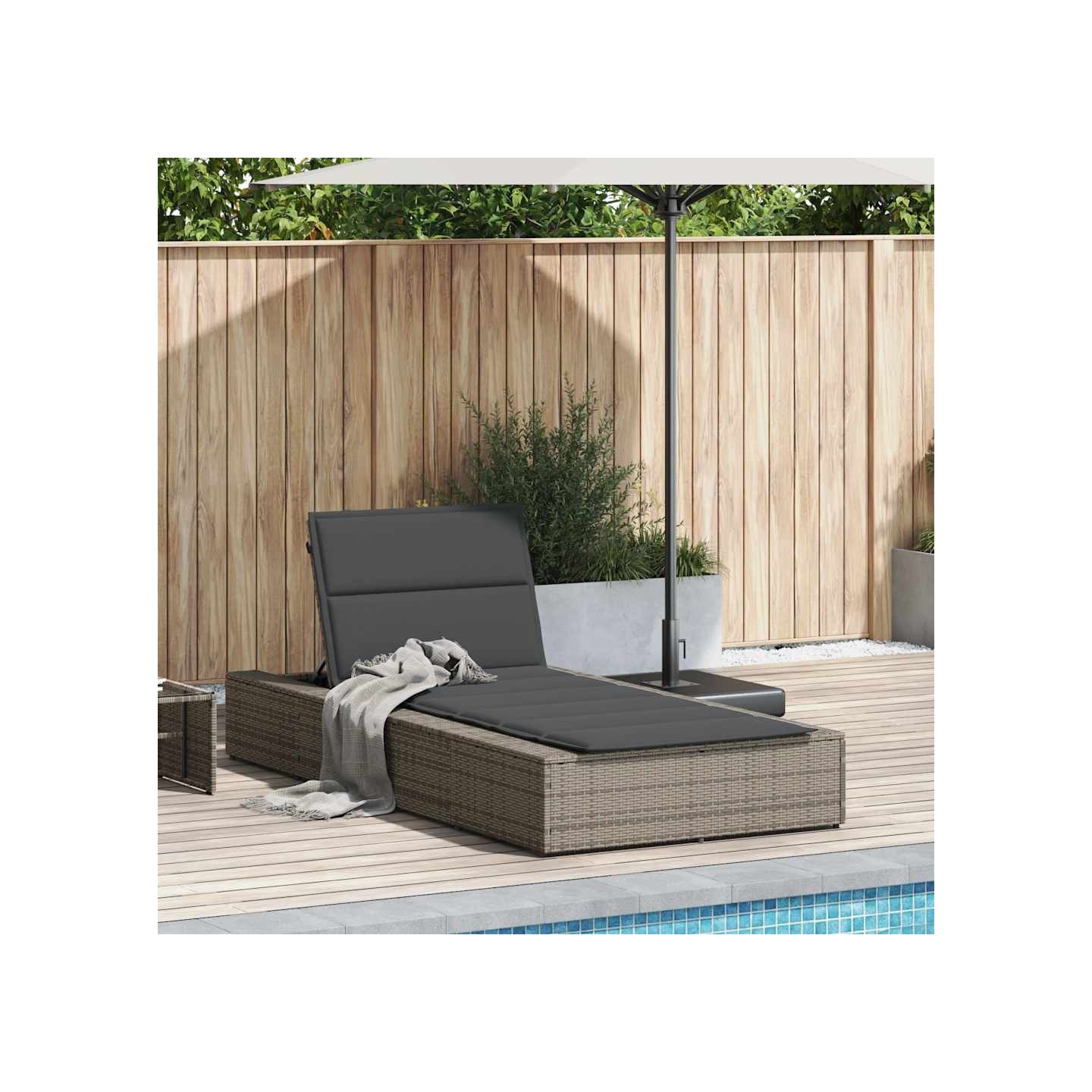 Transat avec coussin flottant gris résine tressée