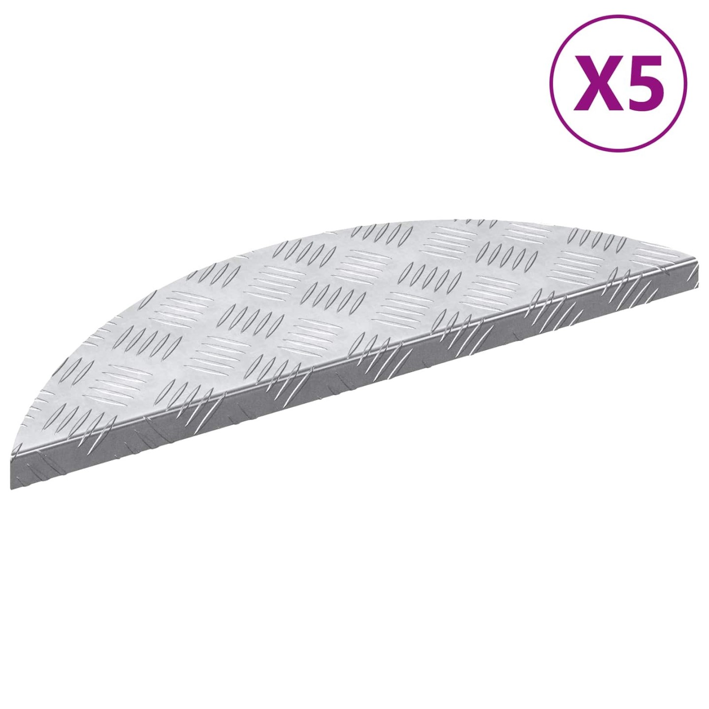Nez de marche 5 pc 60 x 18 x 2,5 cm Argenté Aluminium Croissant