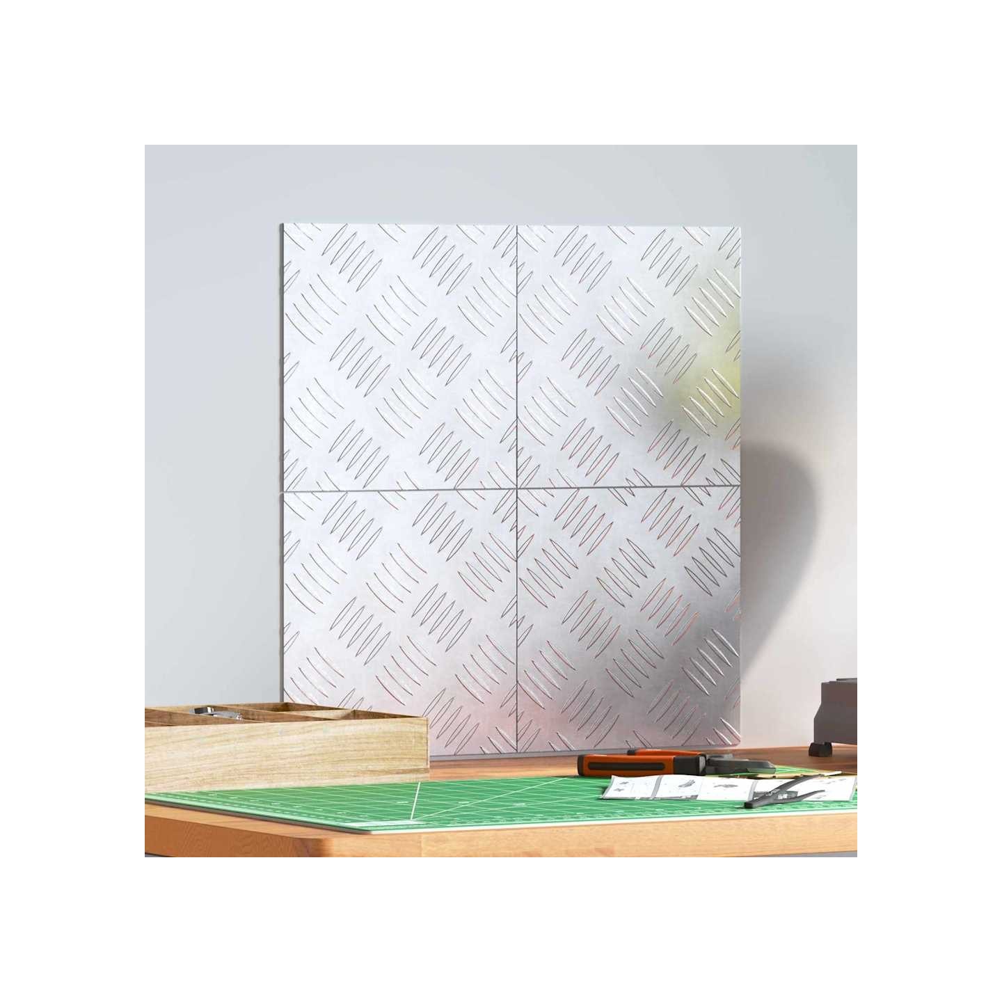 Nez de marche 4 pc 20 x 20 cm Argenté Aluminium Carré