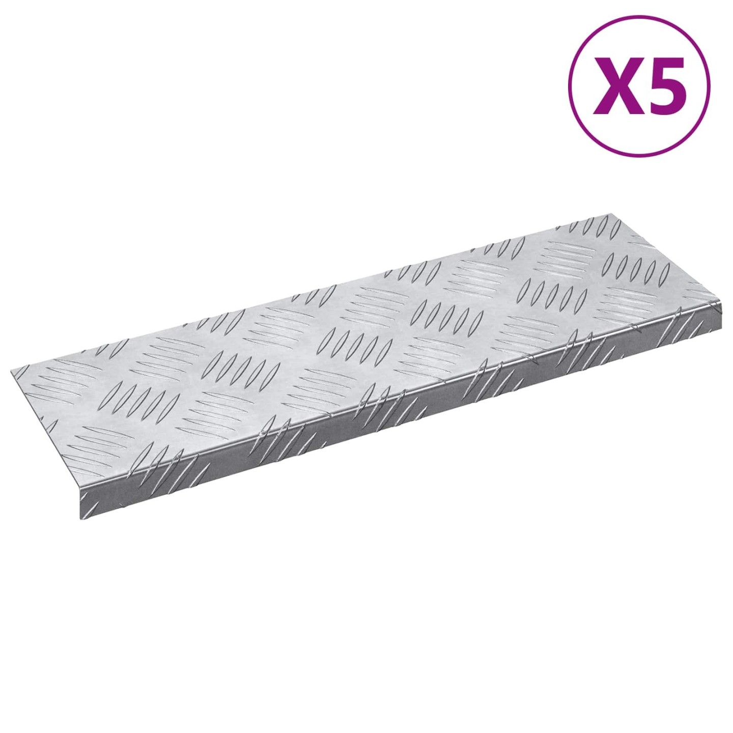 Nez de marche 5 pc 60 x 18 x 2,5 cm Argenté Aluminium