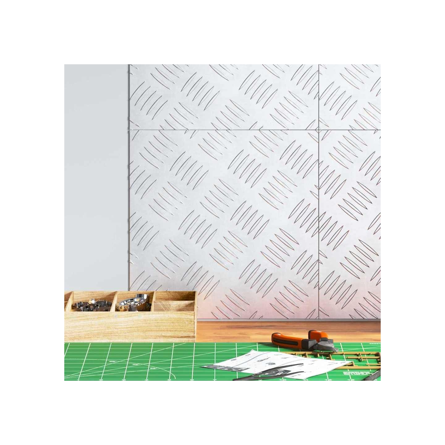 Nez de marche 4 pc 30 x 30 cm Argenté Aluminium Carré