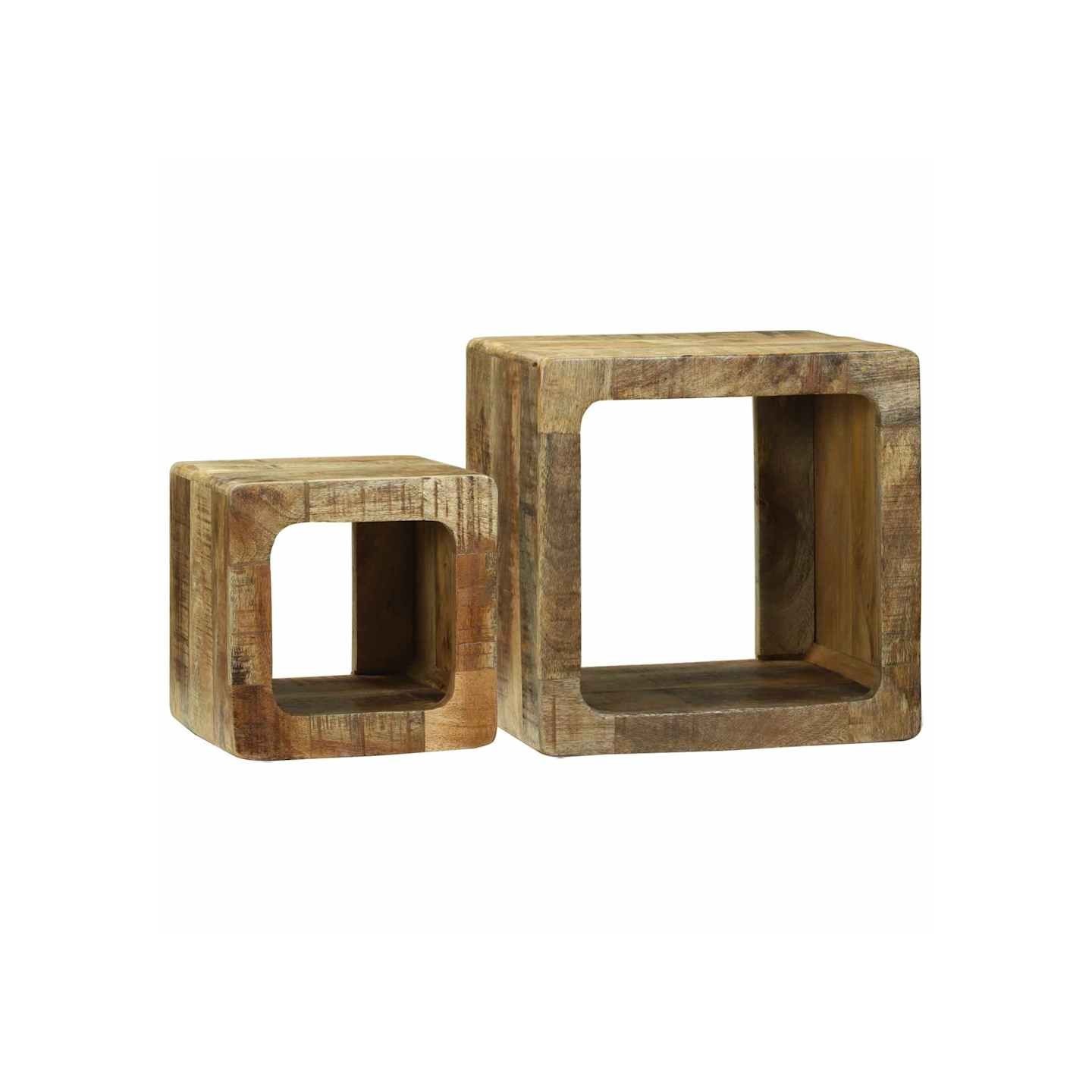 Unites TV 2 pc Marron 36 x 30 x 36 cm Bois de mangue massif