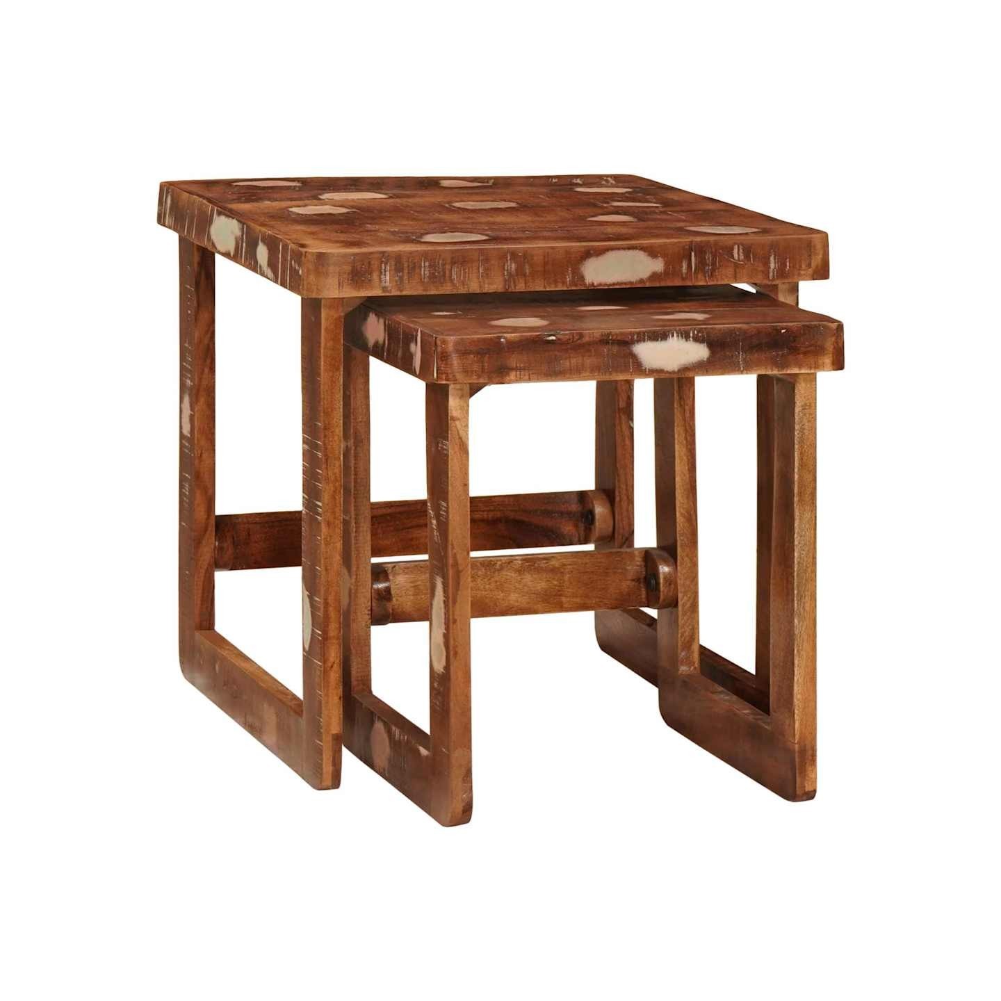 Tables gigognes 2 pc Marron 46 x 46 x 45 cm Bois Recyclé Solide