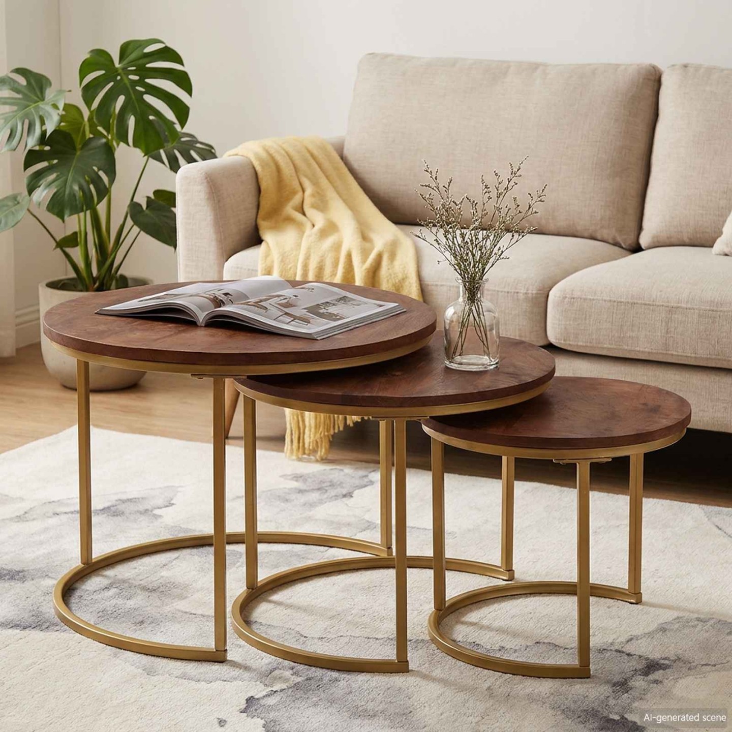 Tables basses gigognes 3 pc Marron foncé 60 x 60 x 45 cm