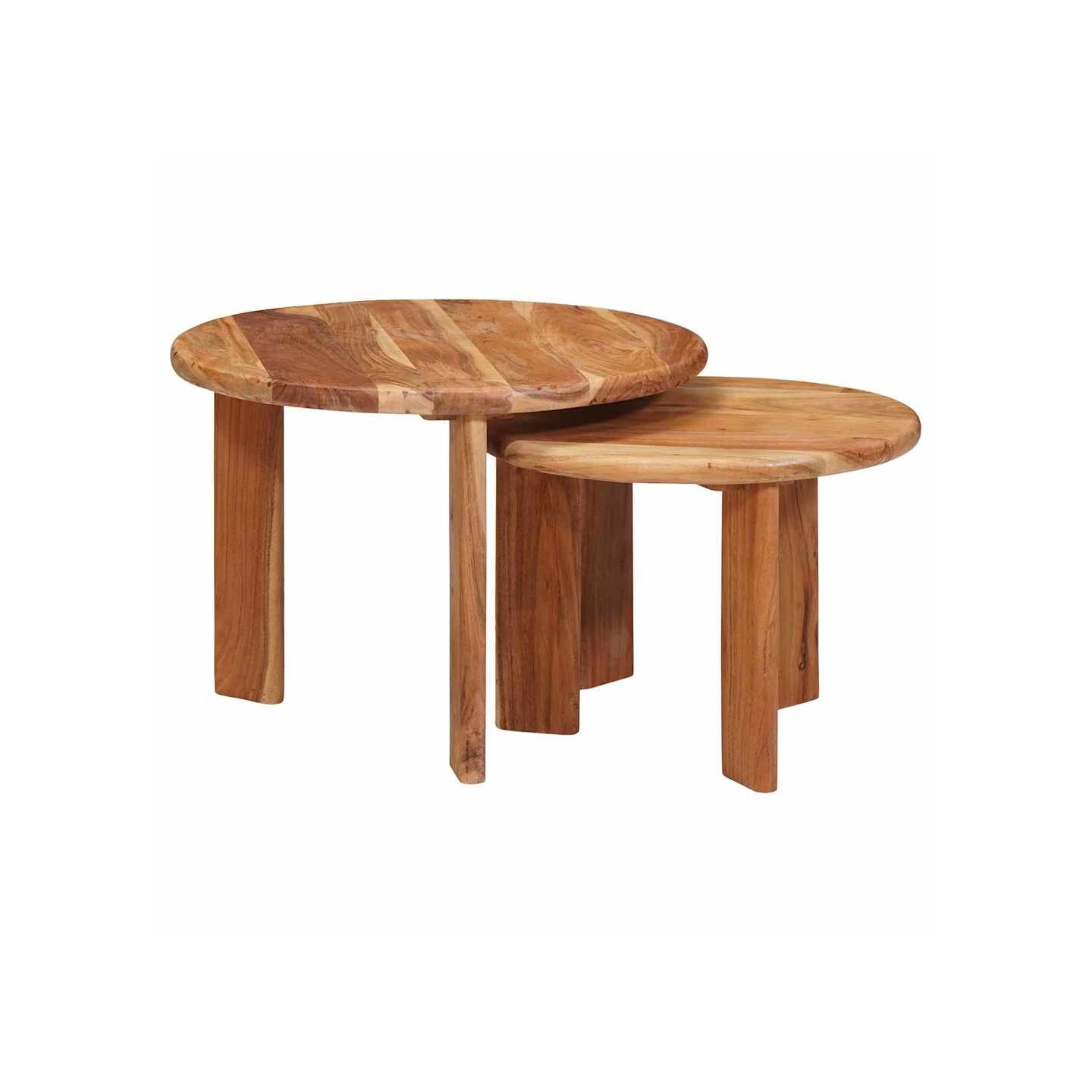 Tables basses gigognes 2 pc Marron Ø 50 x 40 cm