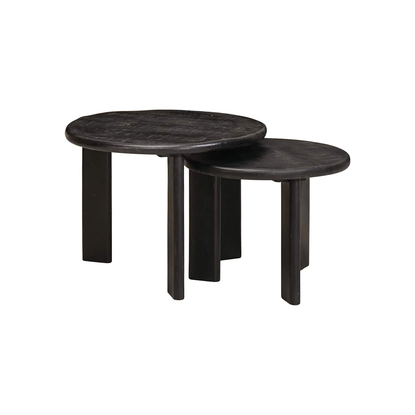 Tables basses gigognes 2 pc Noir Ø 50 x 40 cm