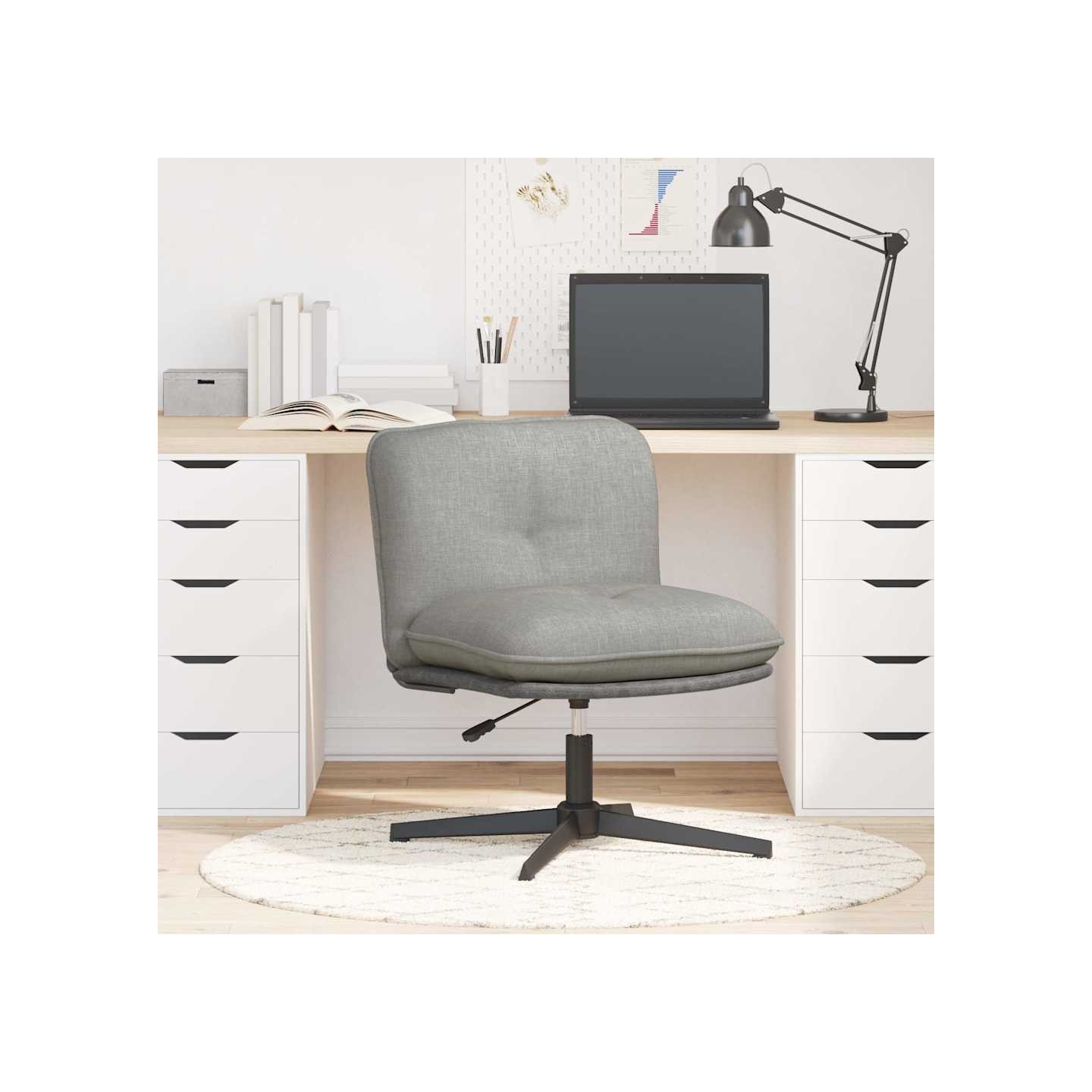 Chaise pivotante de bureau Gris clair Tissu