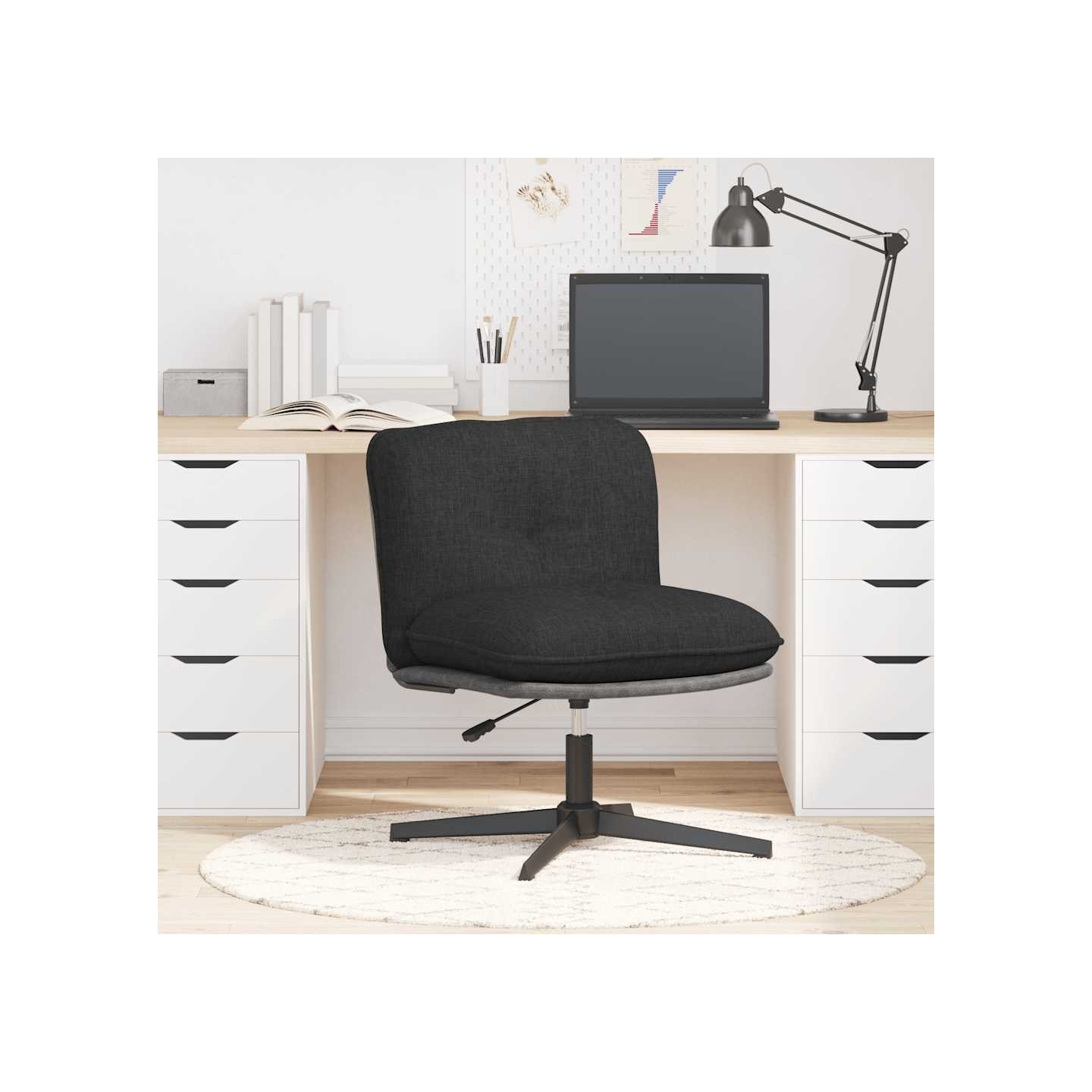 Chaise pivotante de bureau Noir Tissu