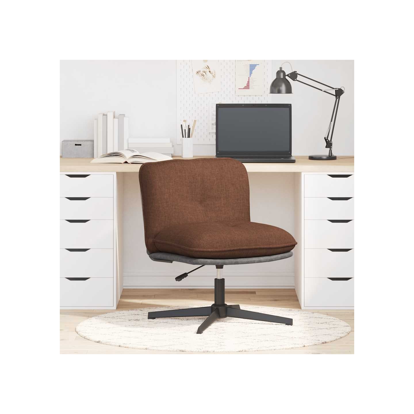 Chaise pivotante de bureau Marron Tissu
