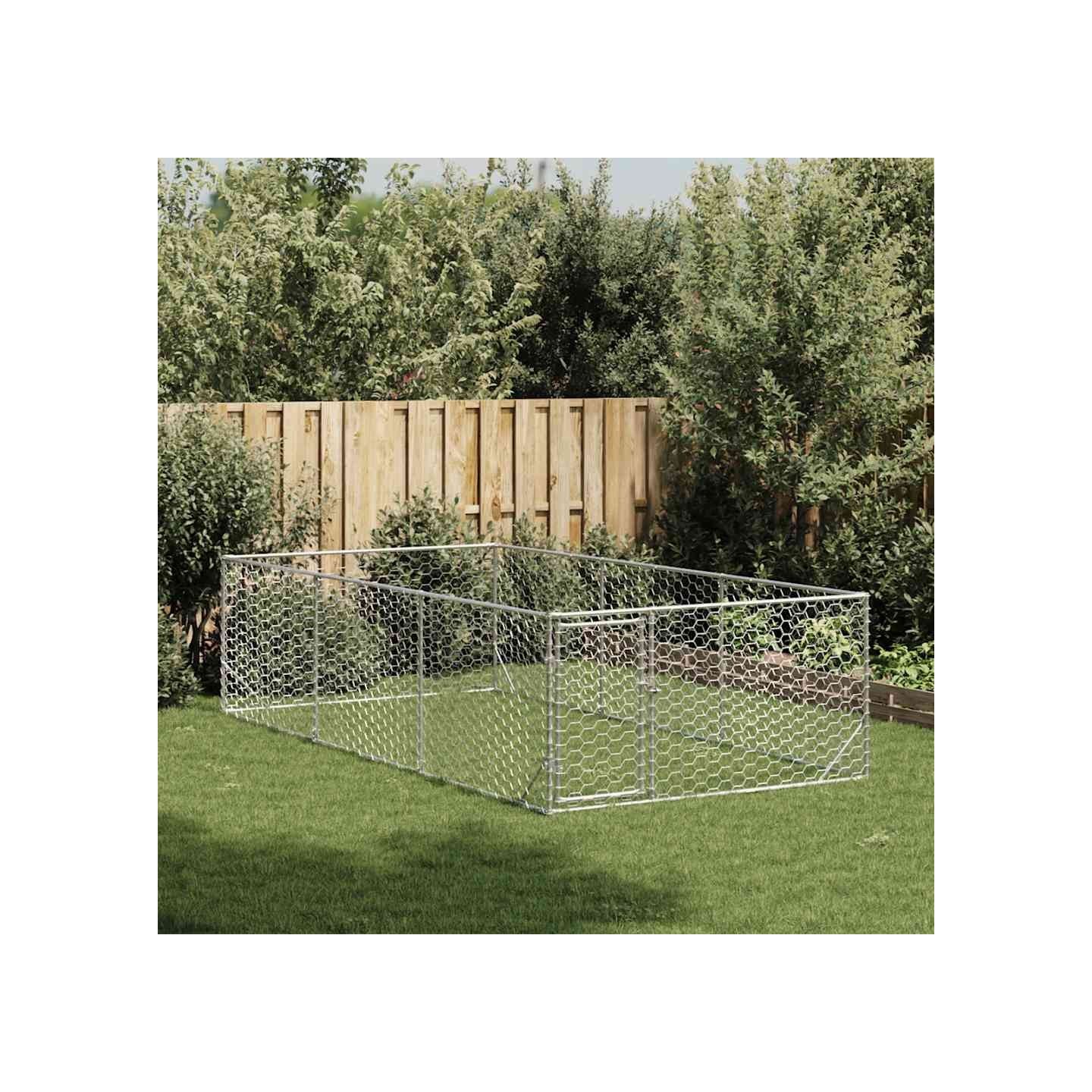 Niche d'extérieur pour chien avec porte 2x4x1 m acier galvanisé