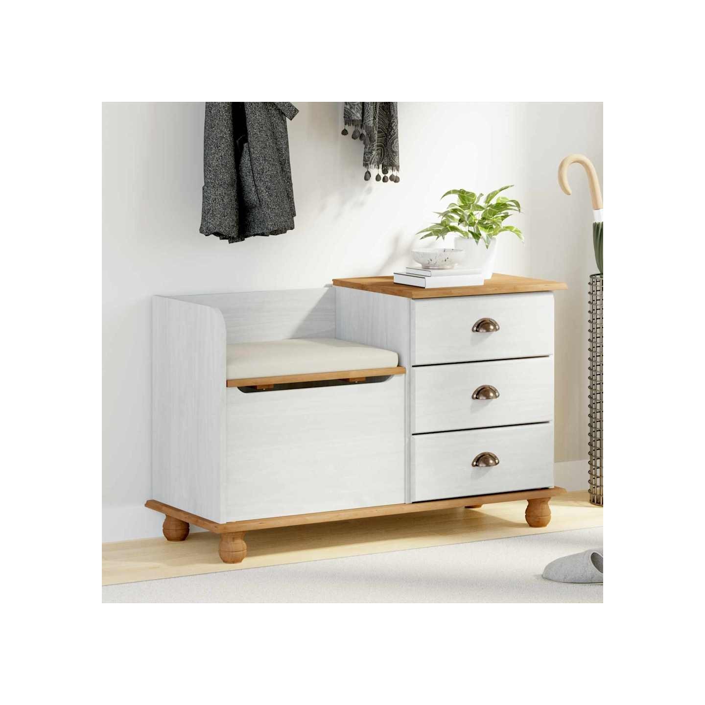 Banc de rangement avec tiroir ASKIM Blanc 100 x 39 x 62 cm