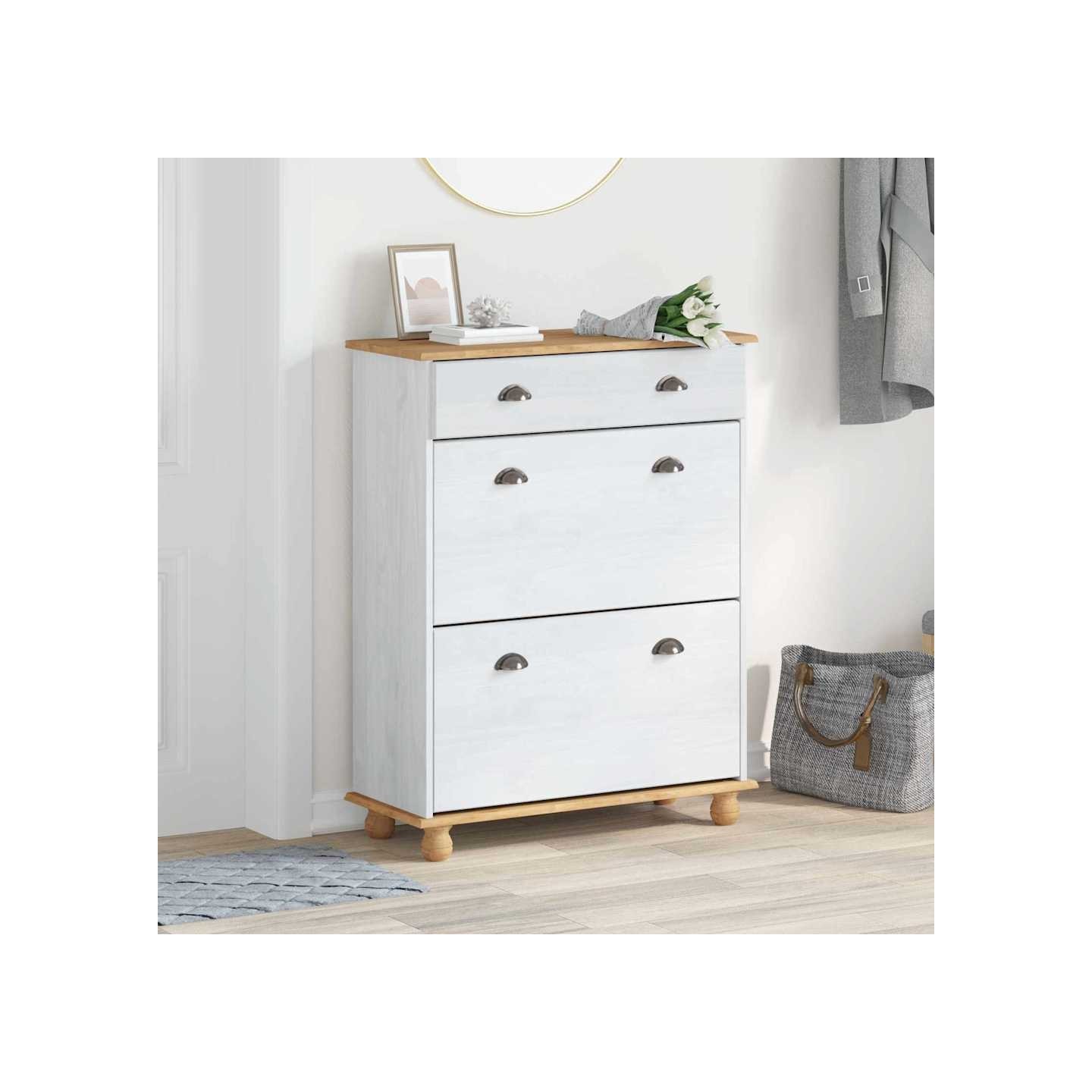 Cabinet à chaussures avec tiroir ASKIM Blanc 85 x 35 x 108 cm