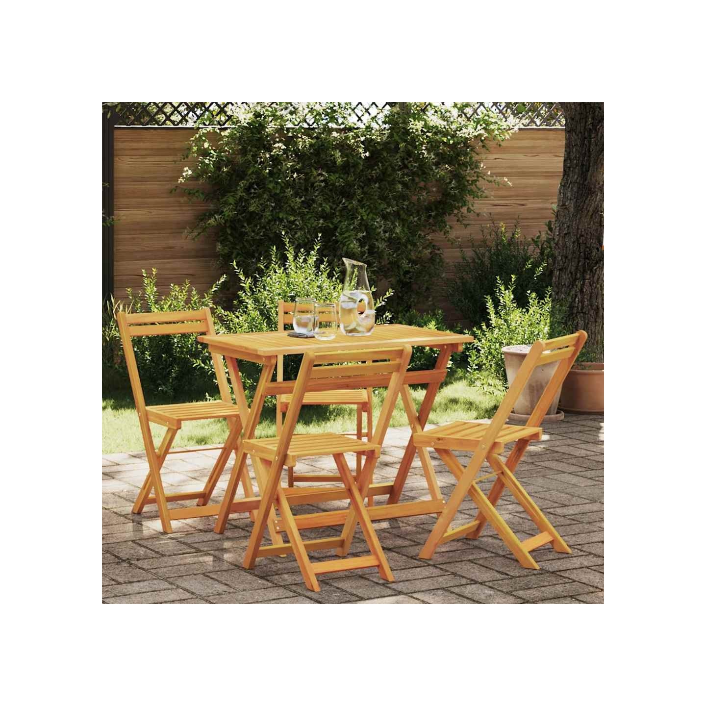 Ensemble bistrot 5 pc Huile Naturelle Bois d'Acacia Massif