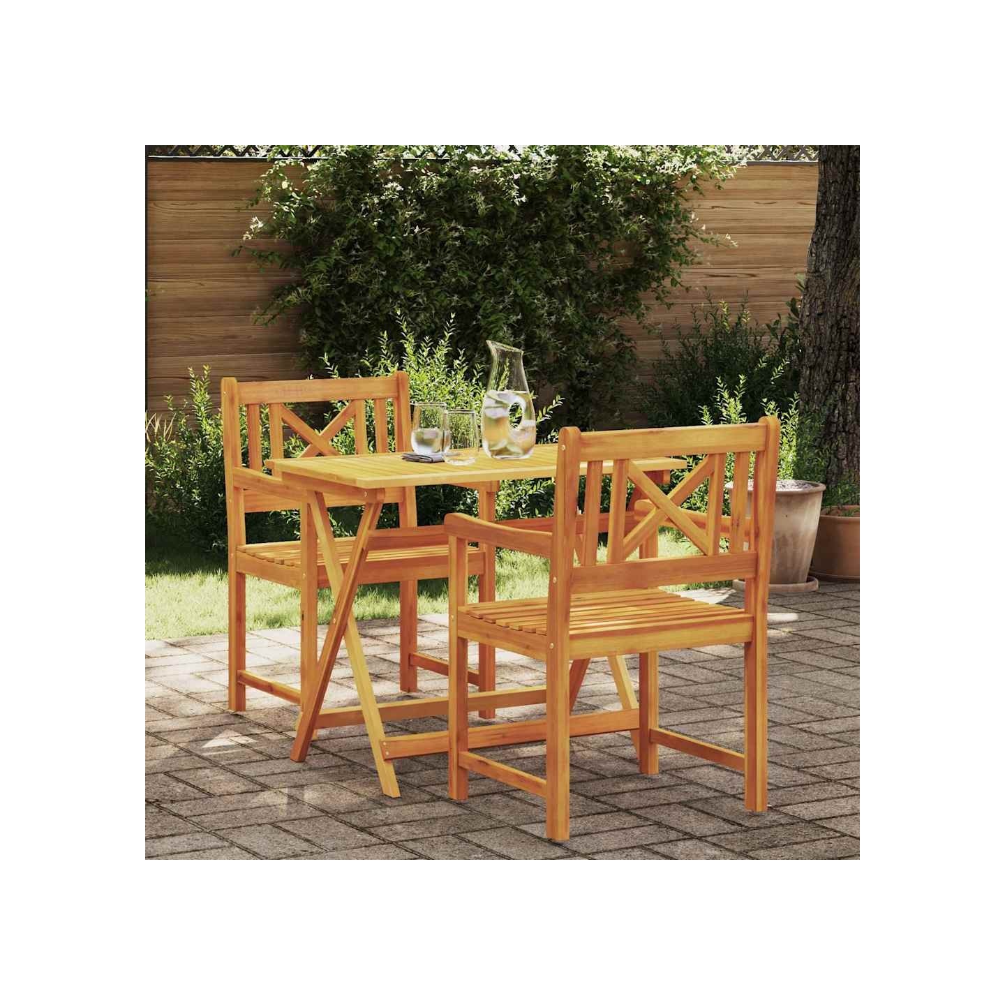 Chaises de jardin 2 pc Naturel Bois d'Acacia Massif