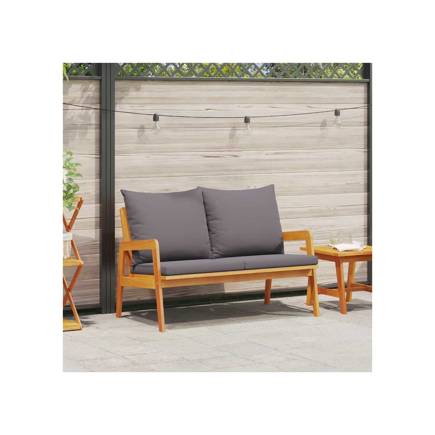 Banc de jardin avec coussin Huile Naturelle 115 x 65 x 71 cm
