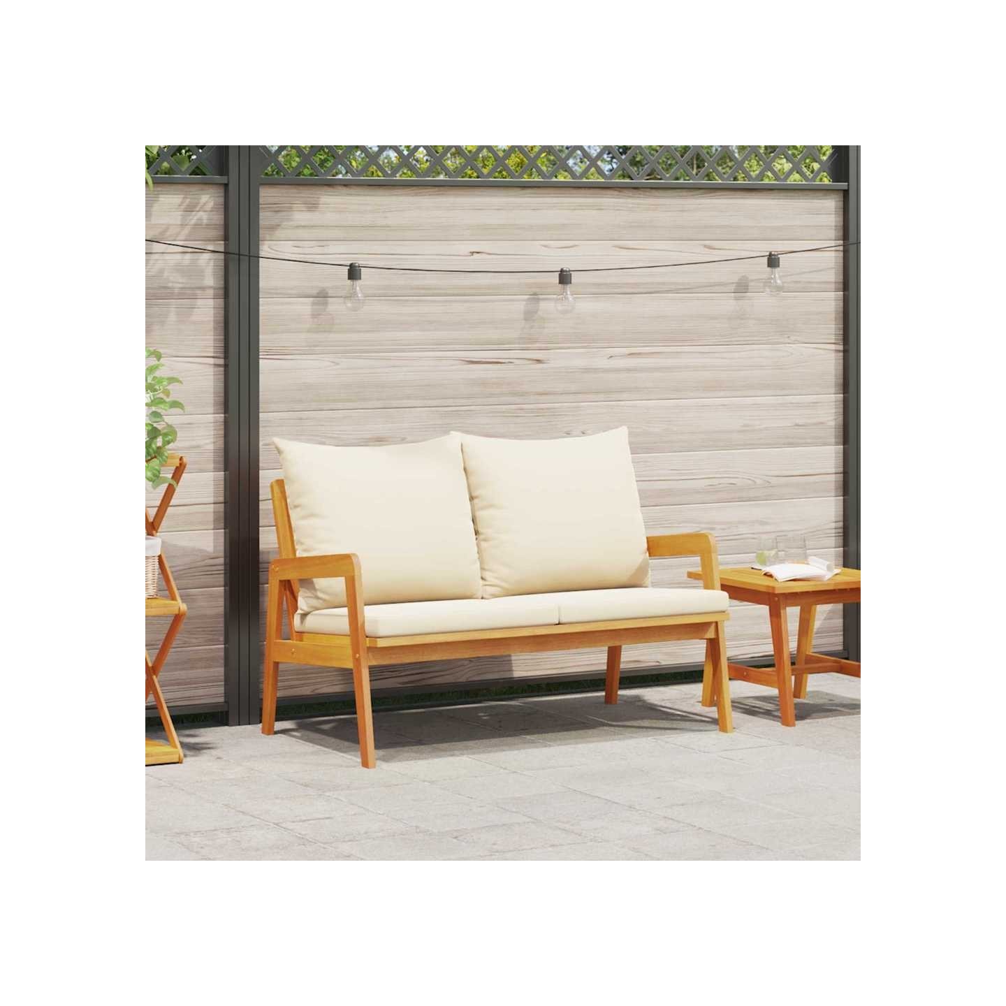 Banc de jardin avec coussin Huile Naturelle 115 x 65 x 71 cm