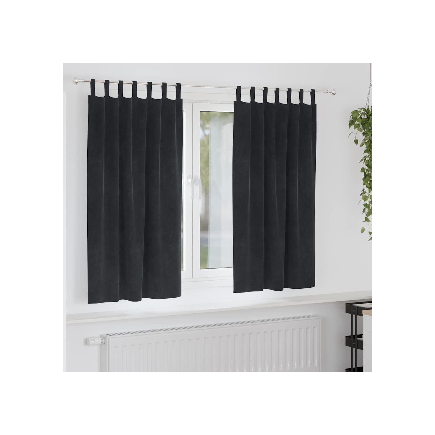 Rideaux 2 pc Noir 140 x 175 cm Velours