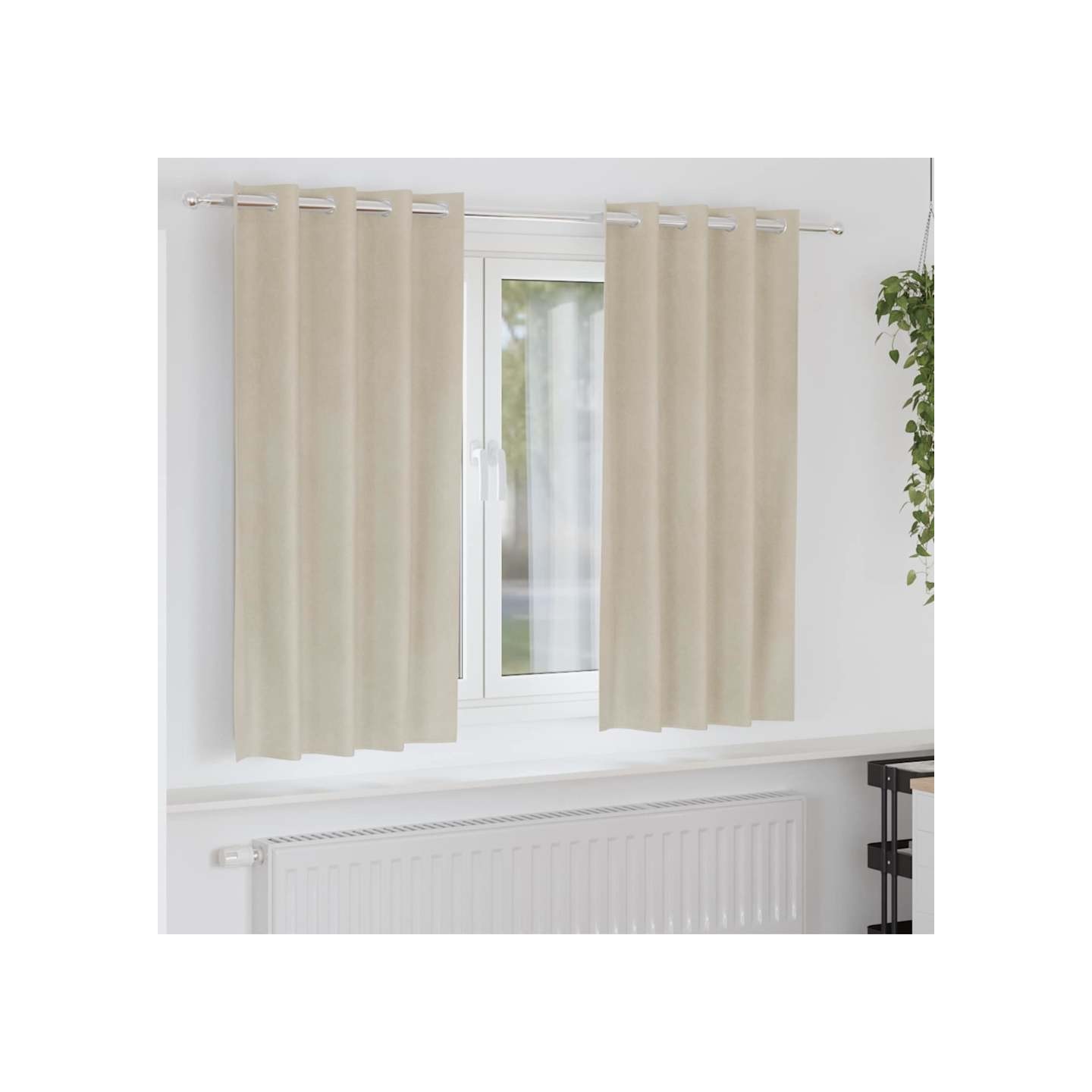 Rideaux 2 pc Crème 140 x 175 cm Velours