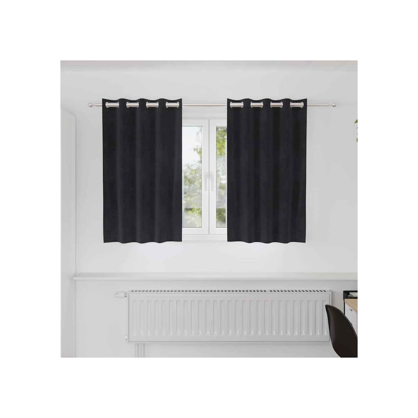 Rideaux 2 pc Noir 140 x 140 cm Velours