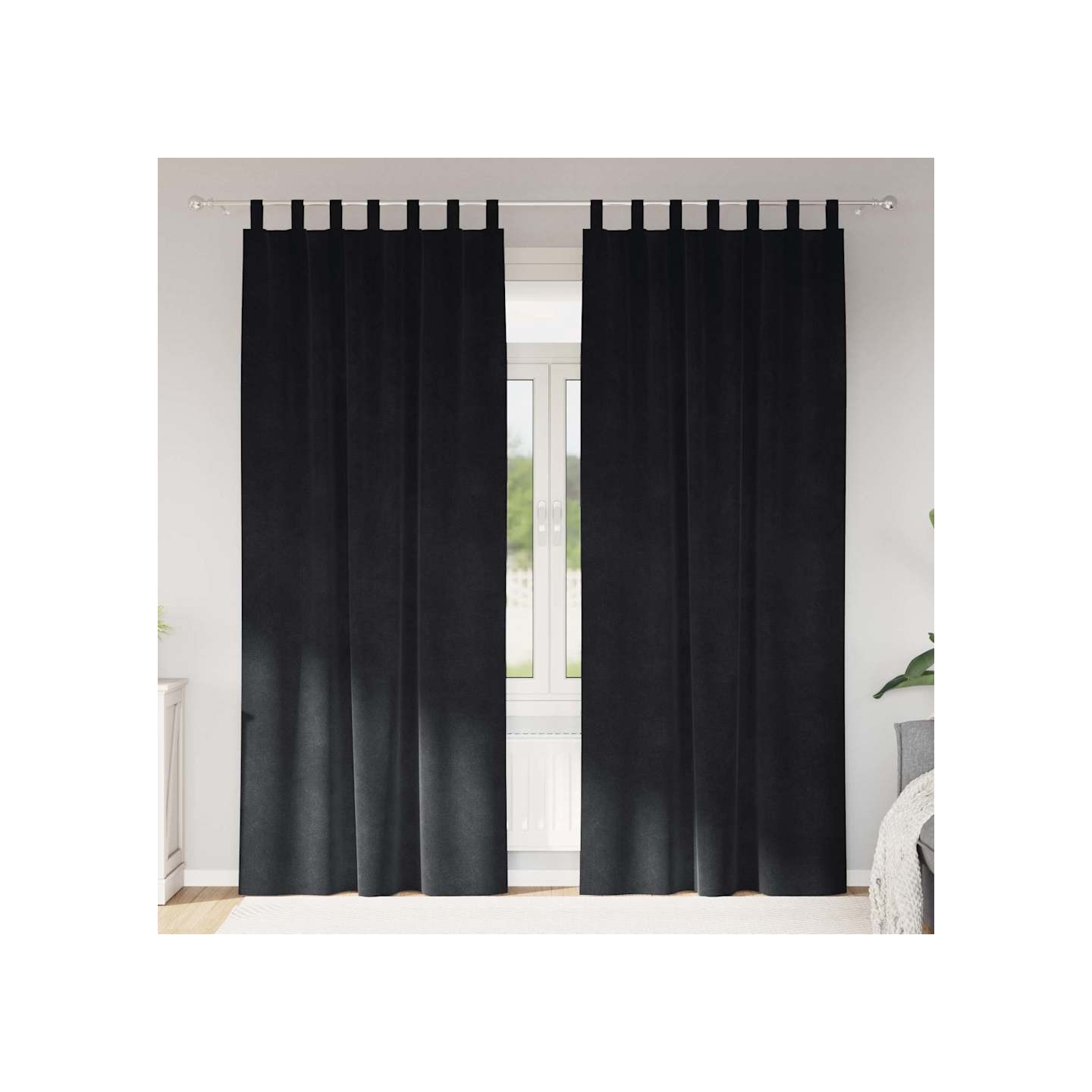 Rideaux 2 pc Noir 140 x 260 cm Velours