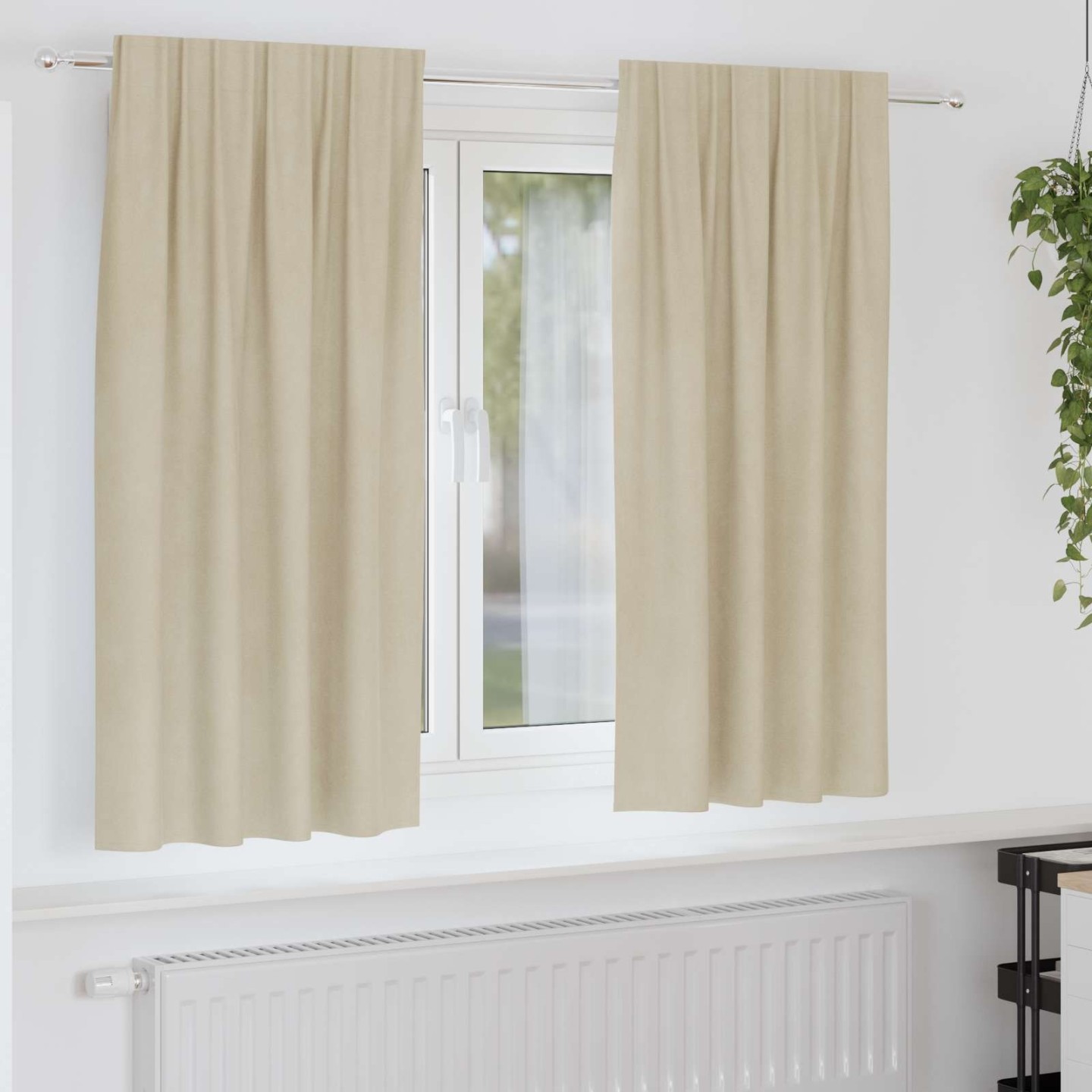 Rideaux 2 pc Crème 140 x 175 cm Velours
