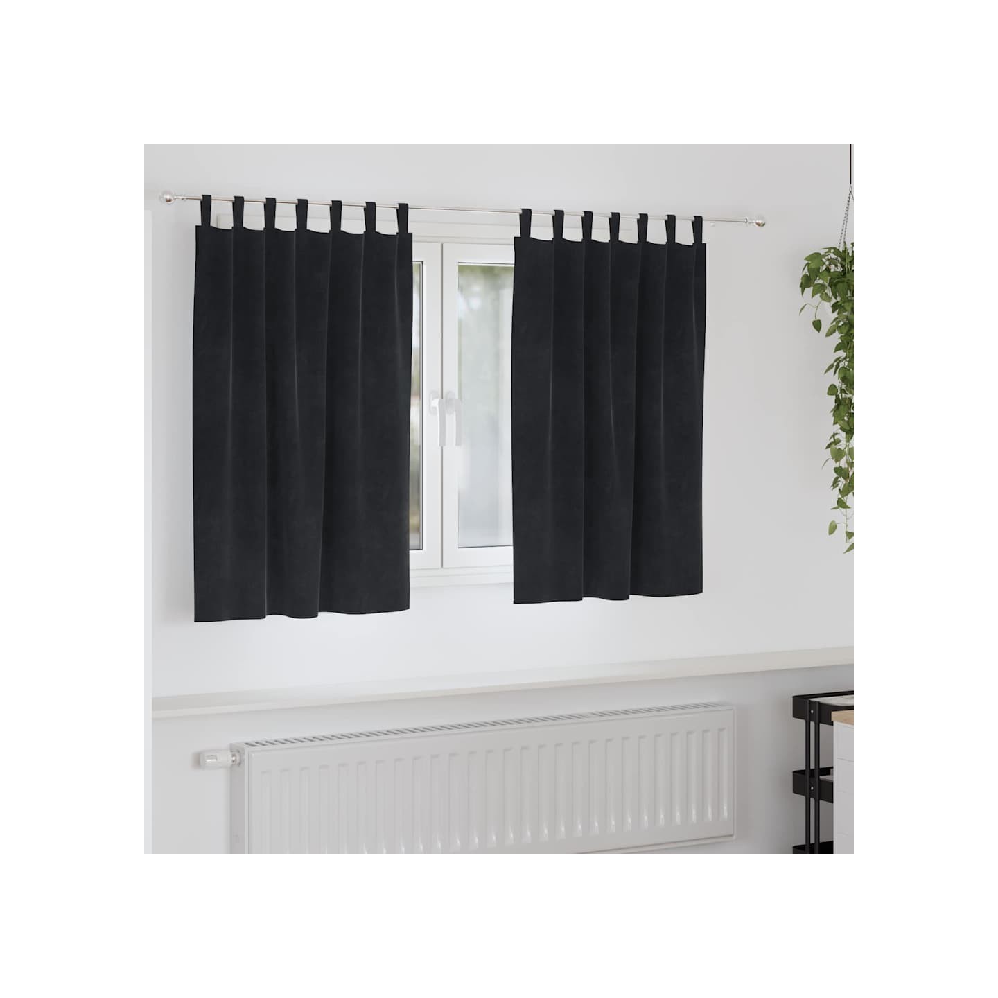 Rideaux 2 pc Noir 140 x 140 cm Velours
