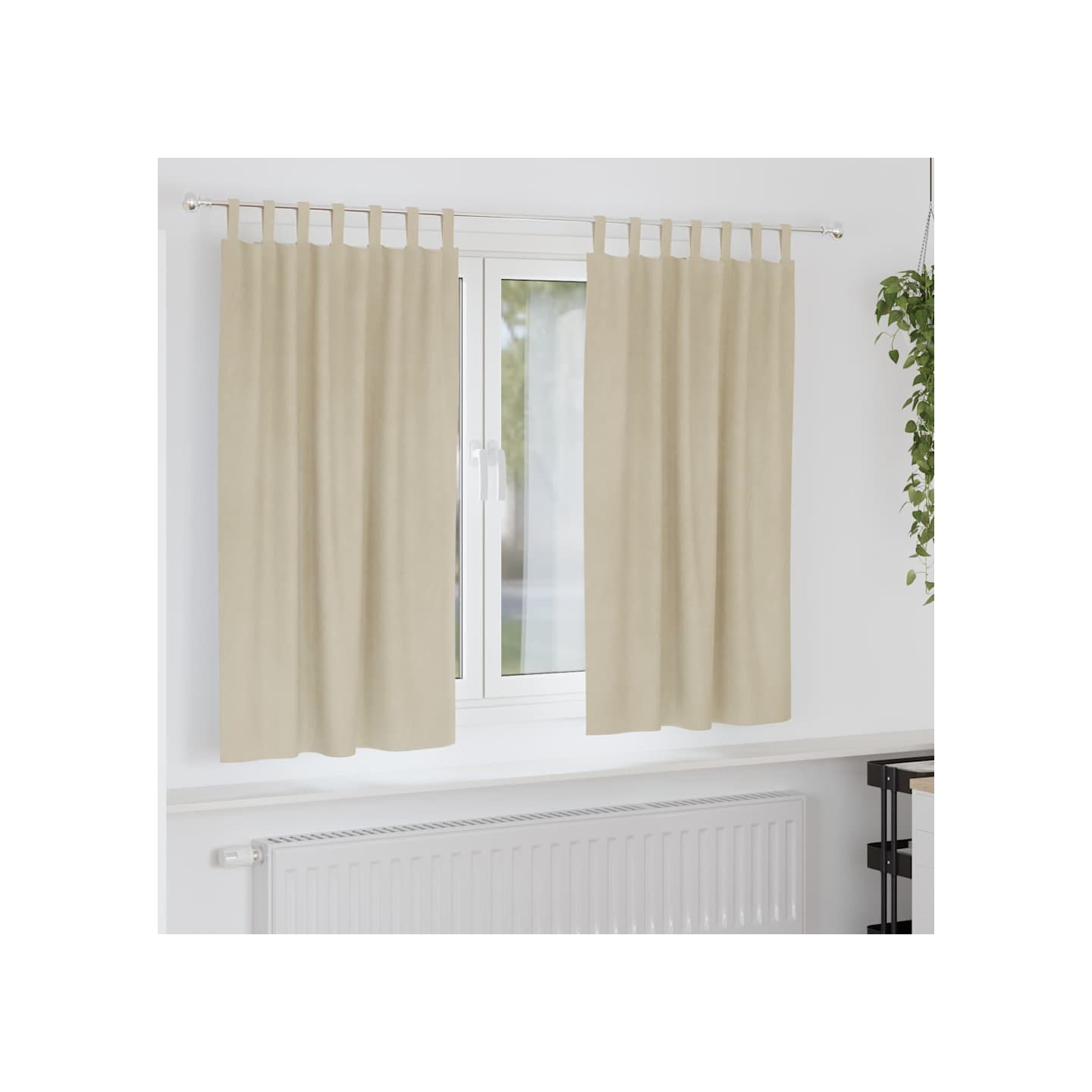 Rideaux 2 pc Crème 140 x 175 cm Velours