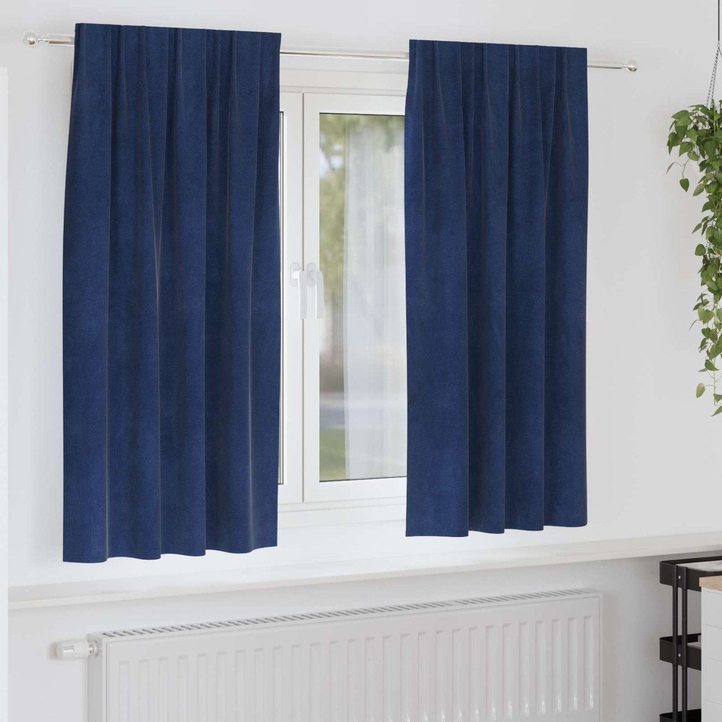 Rideaux 2 pc Bleu foncé 140 x 175 cm Velours
